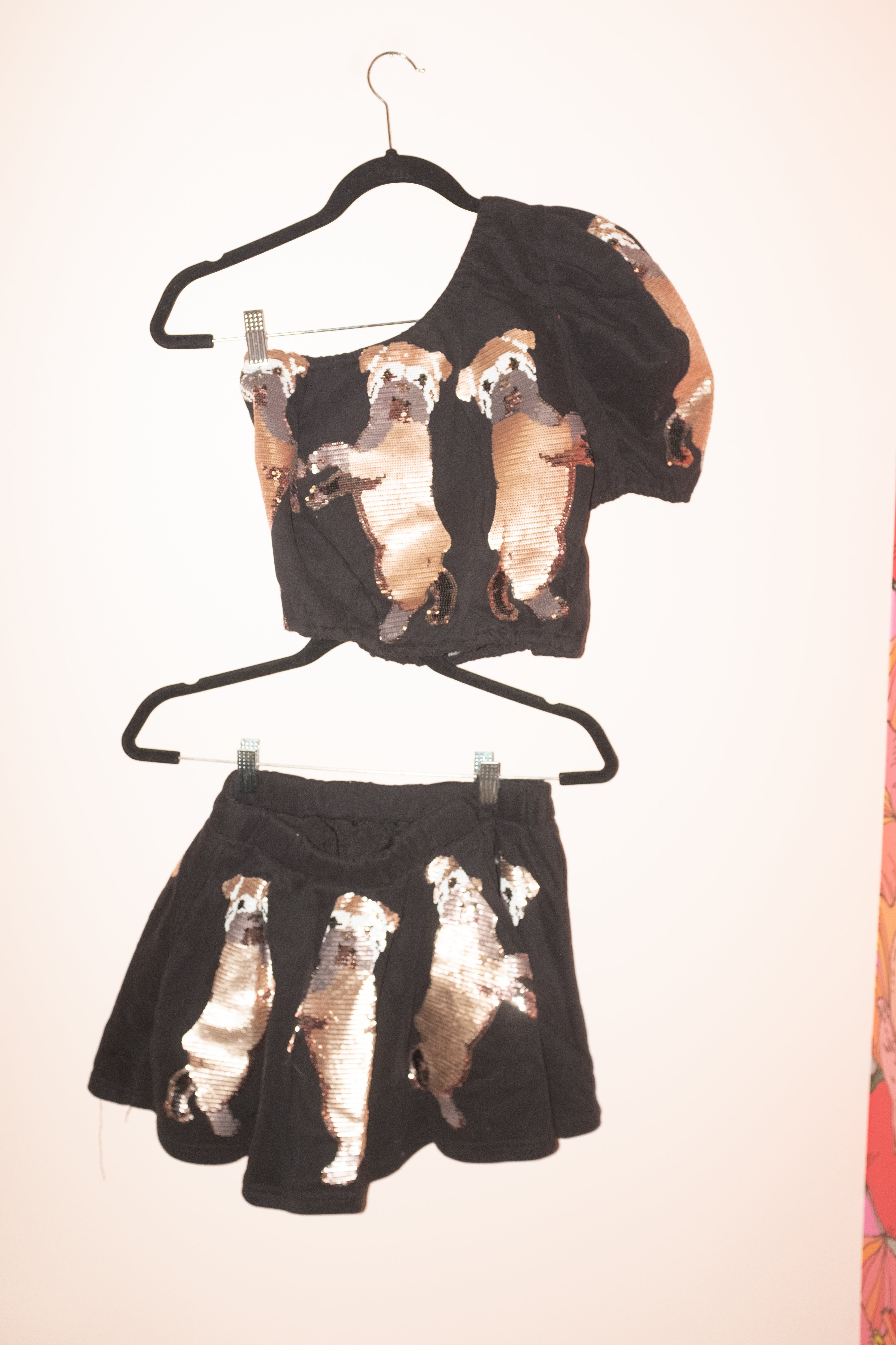 SAMPLE- BLACK ONE SHOULDER BULLDOG TOP