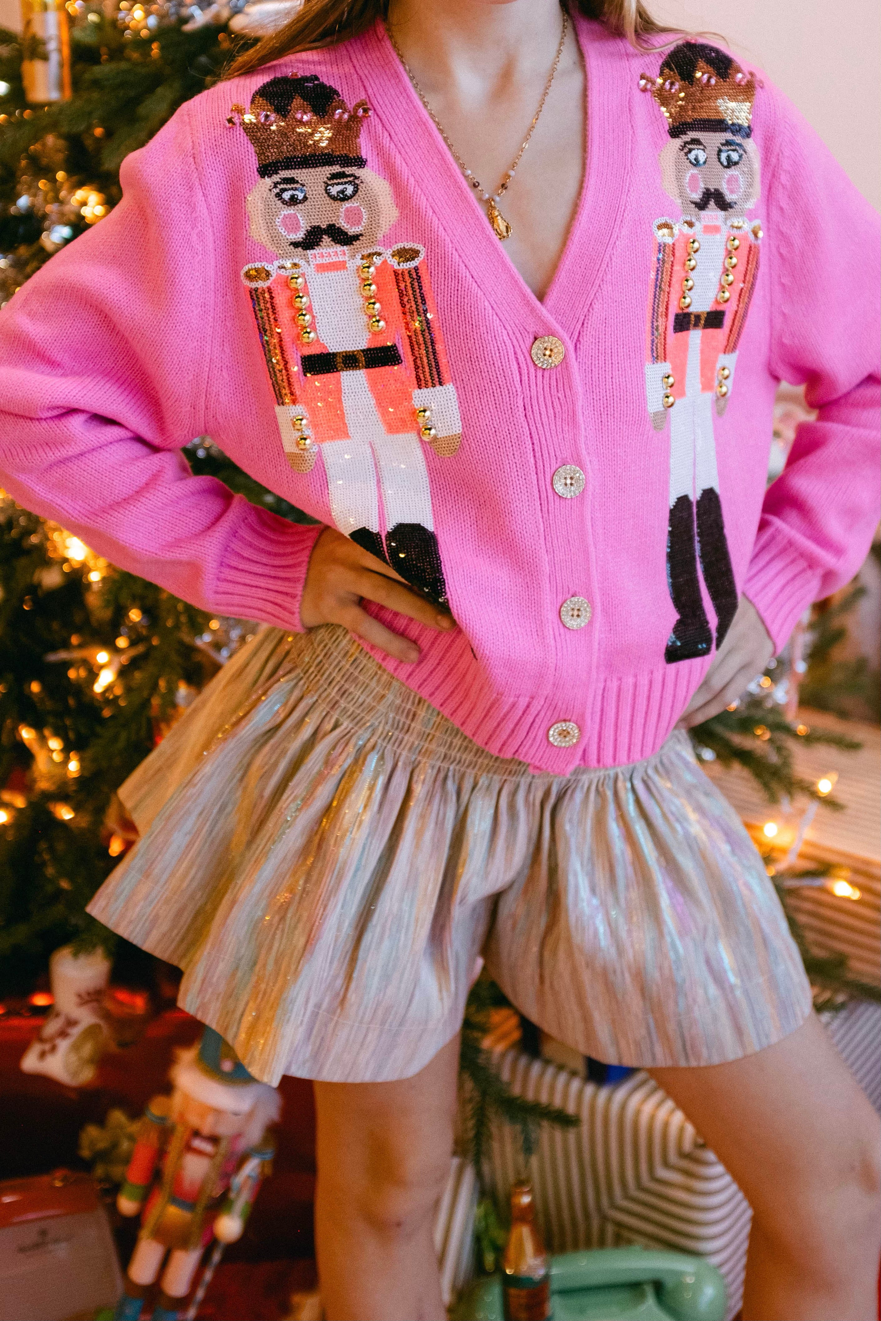 Kids Pink Nutcracker Cardigan