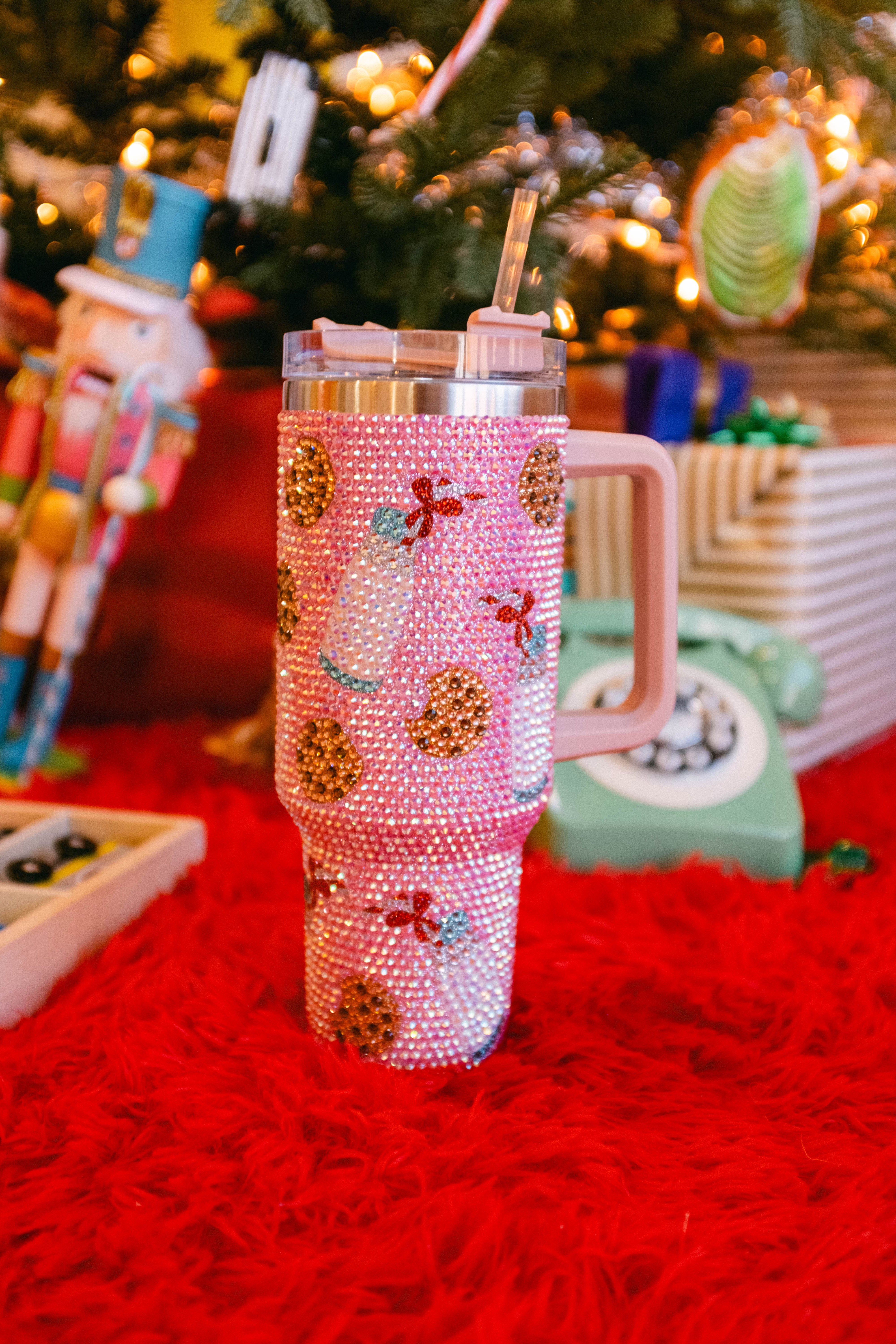 Light Pink Milk & Cookies Rhinestone Tumbler