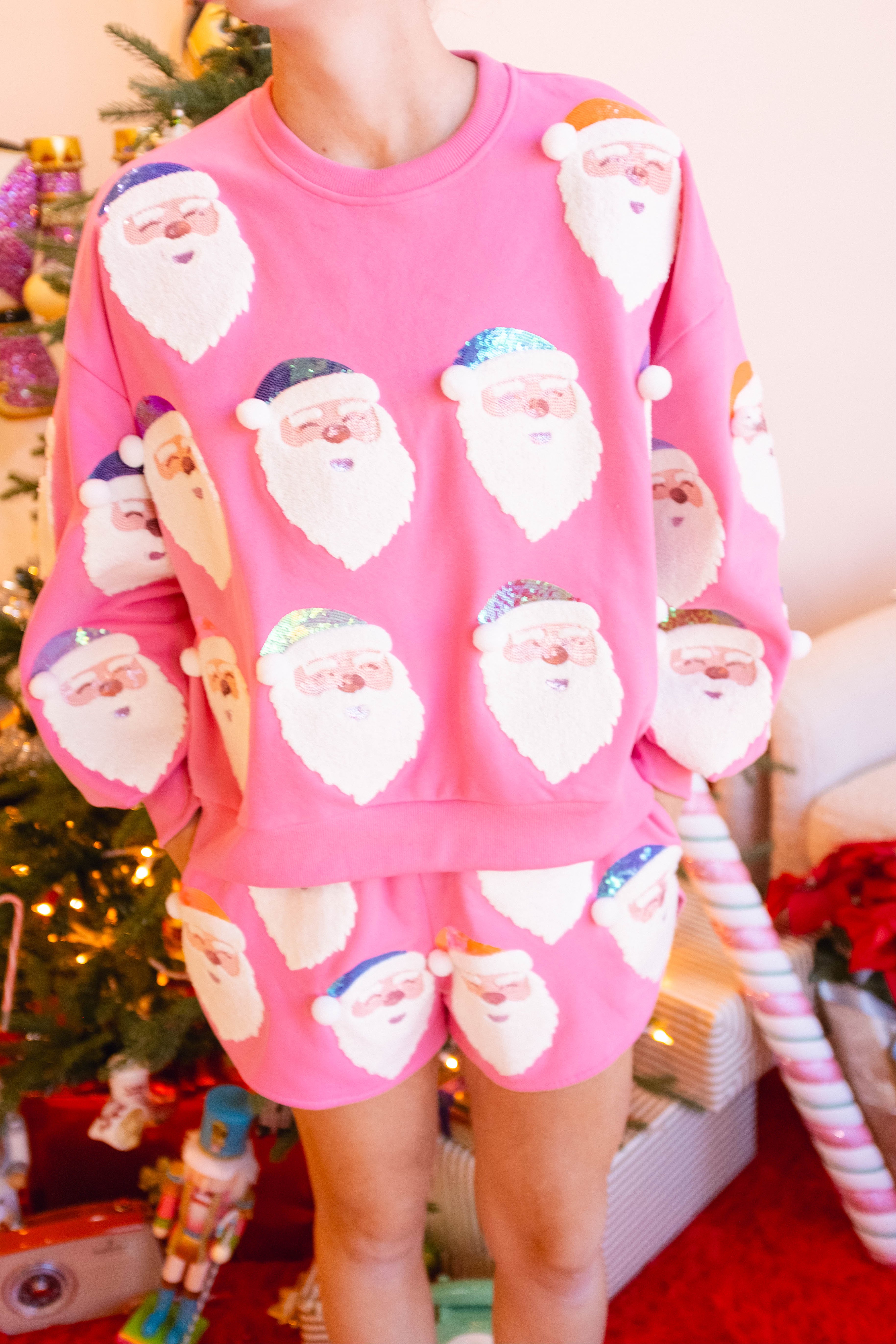 Hot Pink Fair Skin Santa Sweatshirt