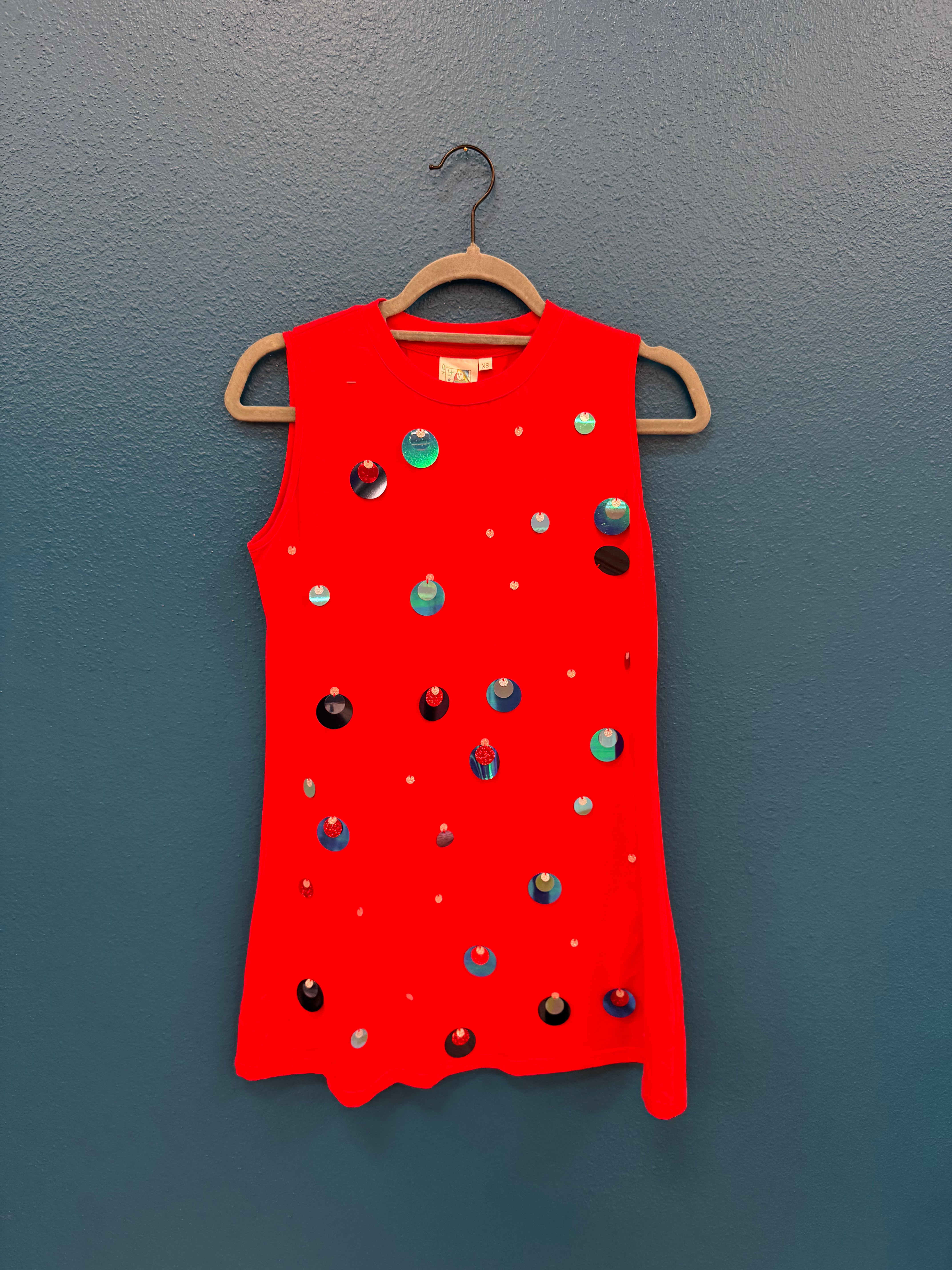 SAMPLE- Red & Blue Pailette Tank Dress