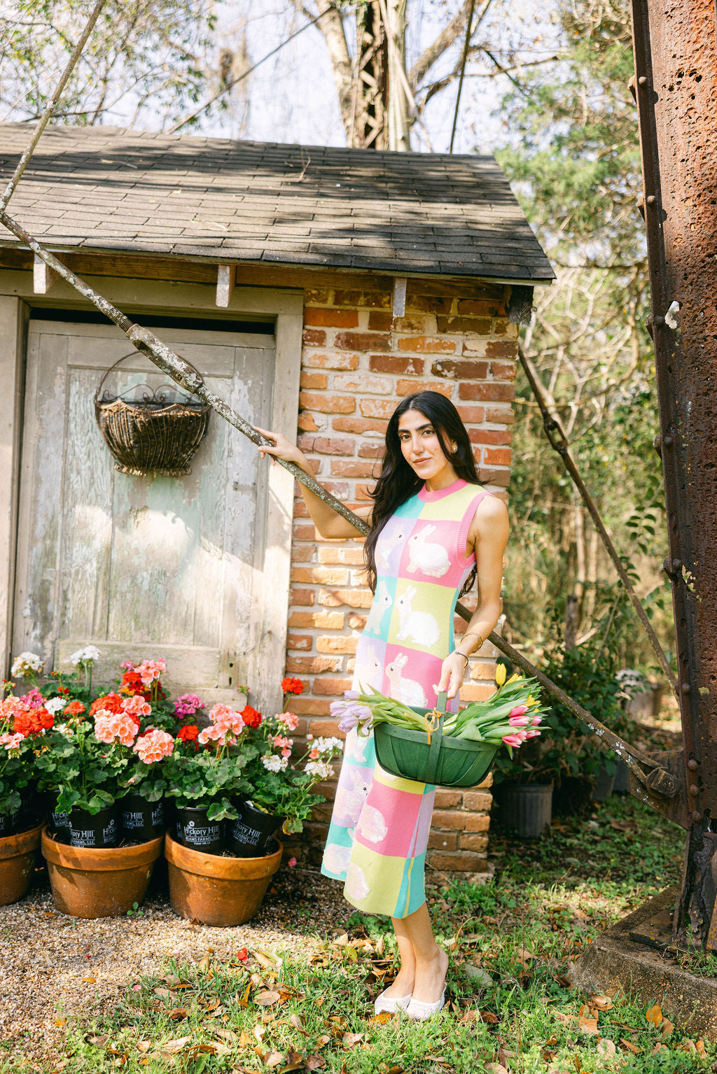 Rainbow Colorblock Checkered Easter Bunny Knit Midi Dress – Queen of Sparkles