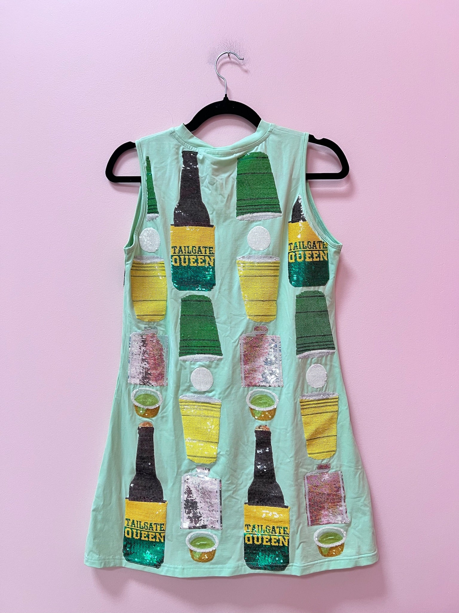 SAMPLE- GREEN, GREEN & YELLOW ALL OVER ICON DRINK TANK DRESS