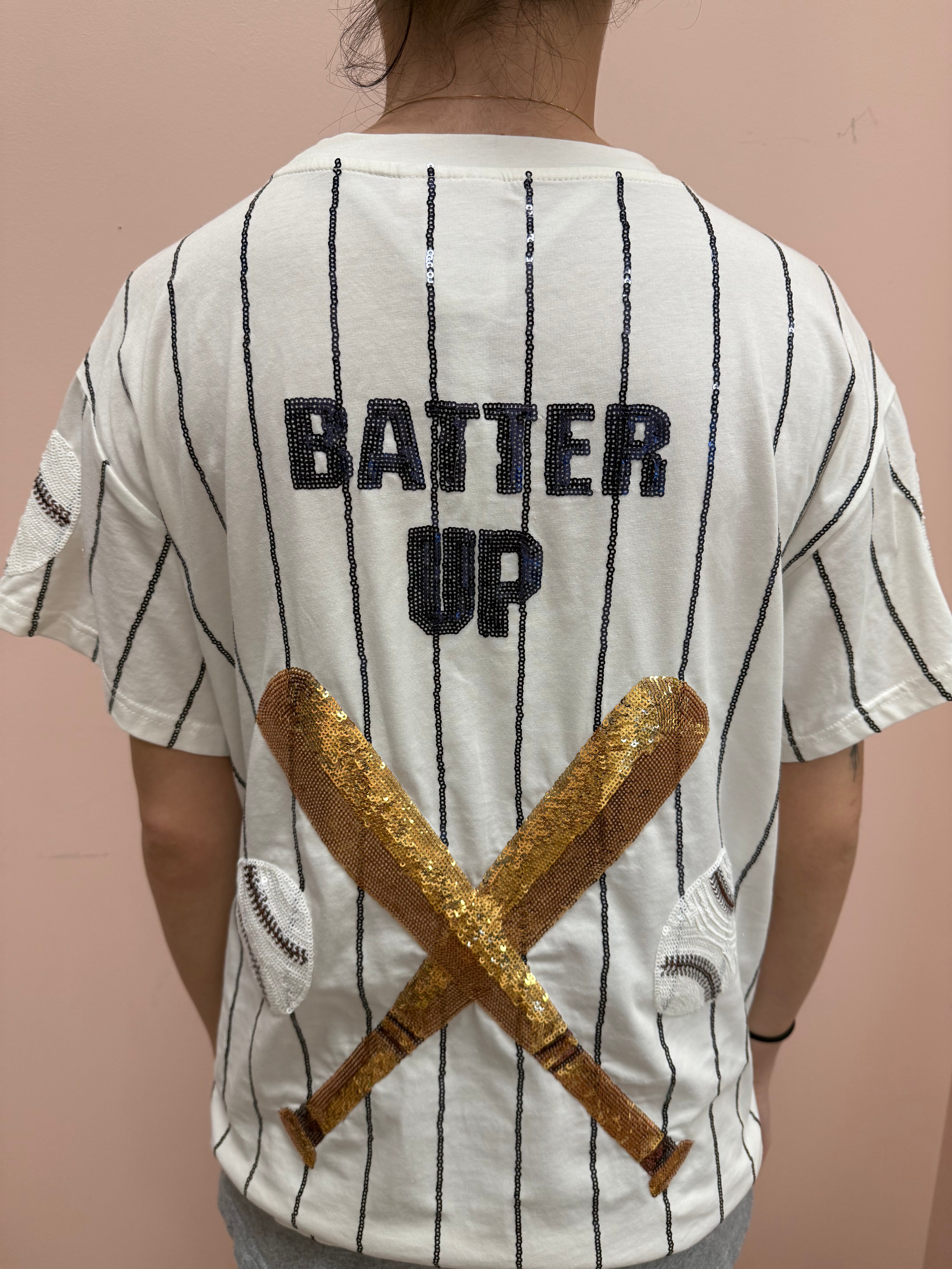 SAMPLE- Black Batter Up Queen Tee