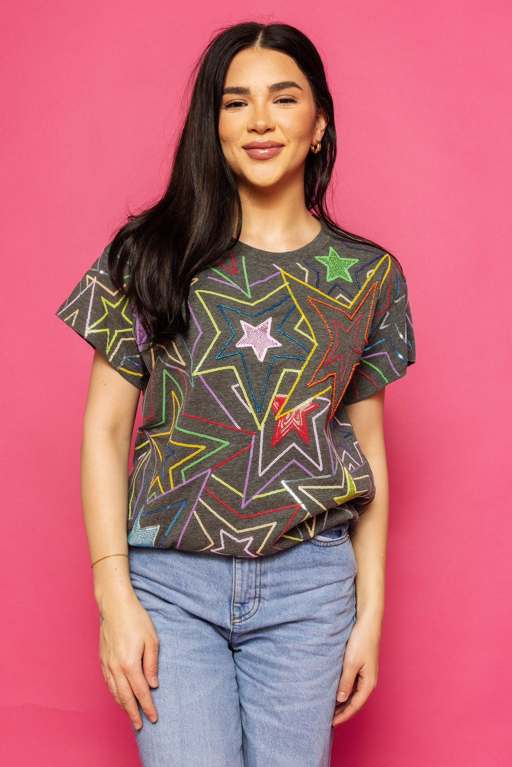 Charcoal Multi Star Tee