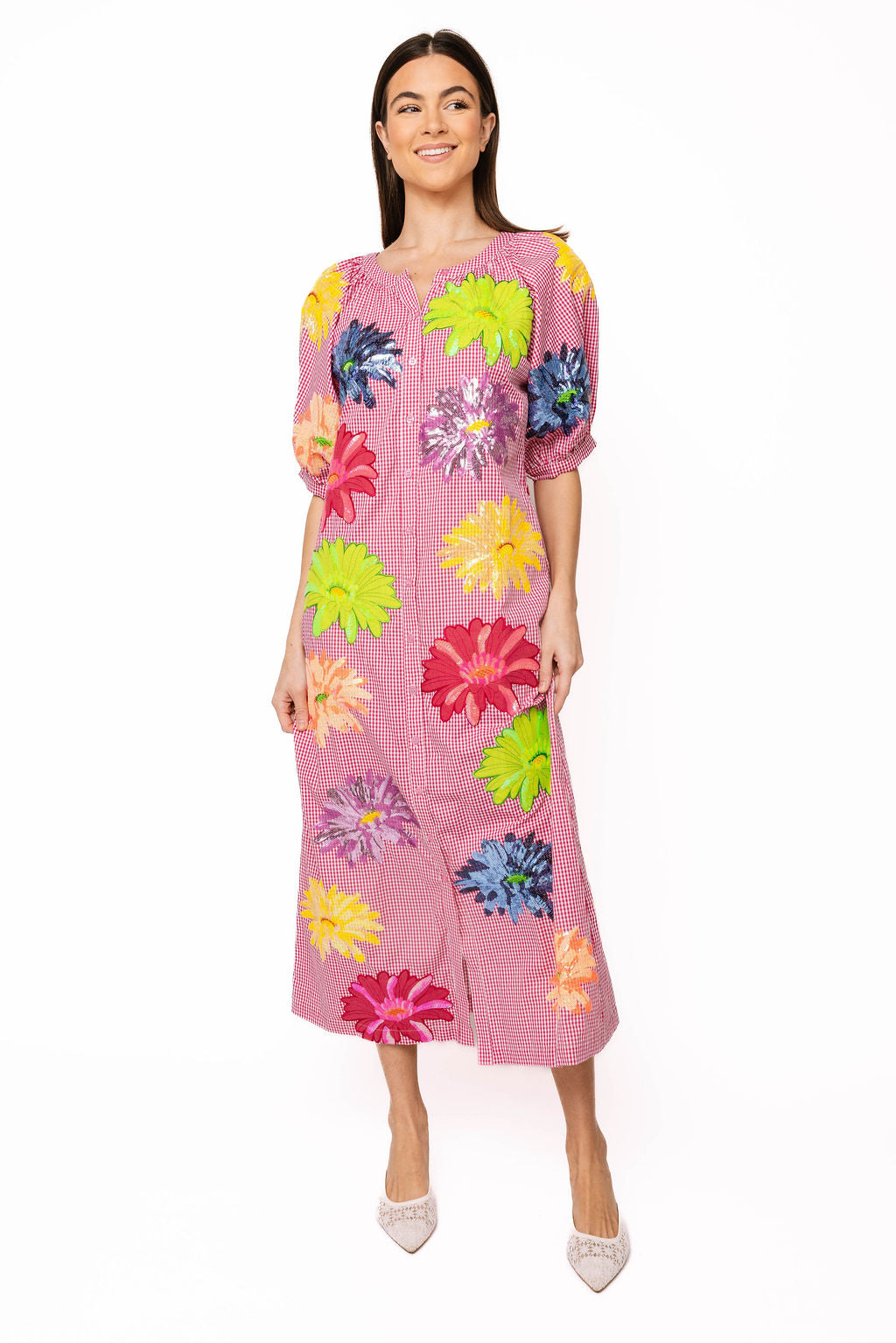 pink gingham midi dress Sherrie Midi Dress