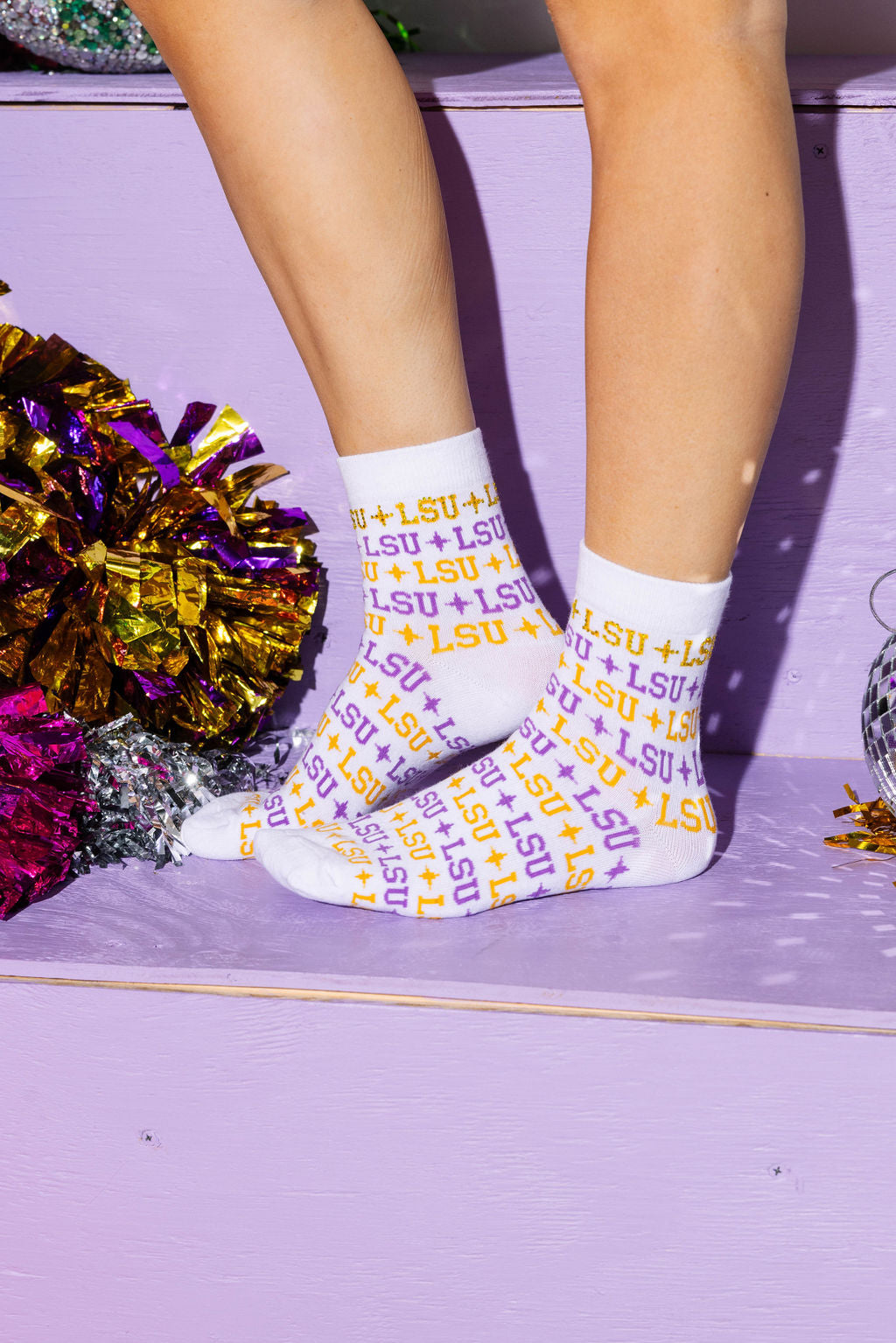 Licensed - White 'LSU' Socks