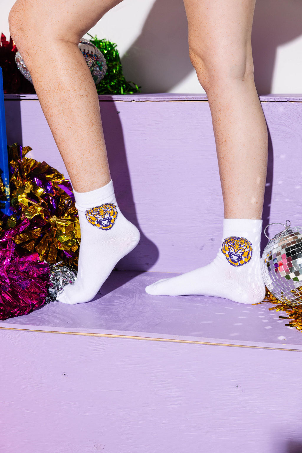 Licensed - White LSU Tiger Socks