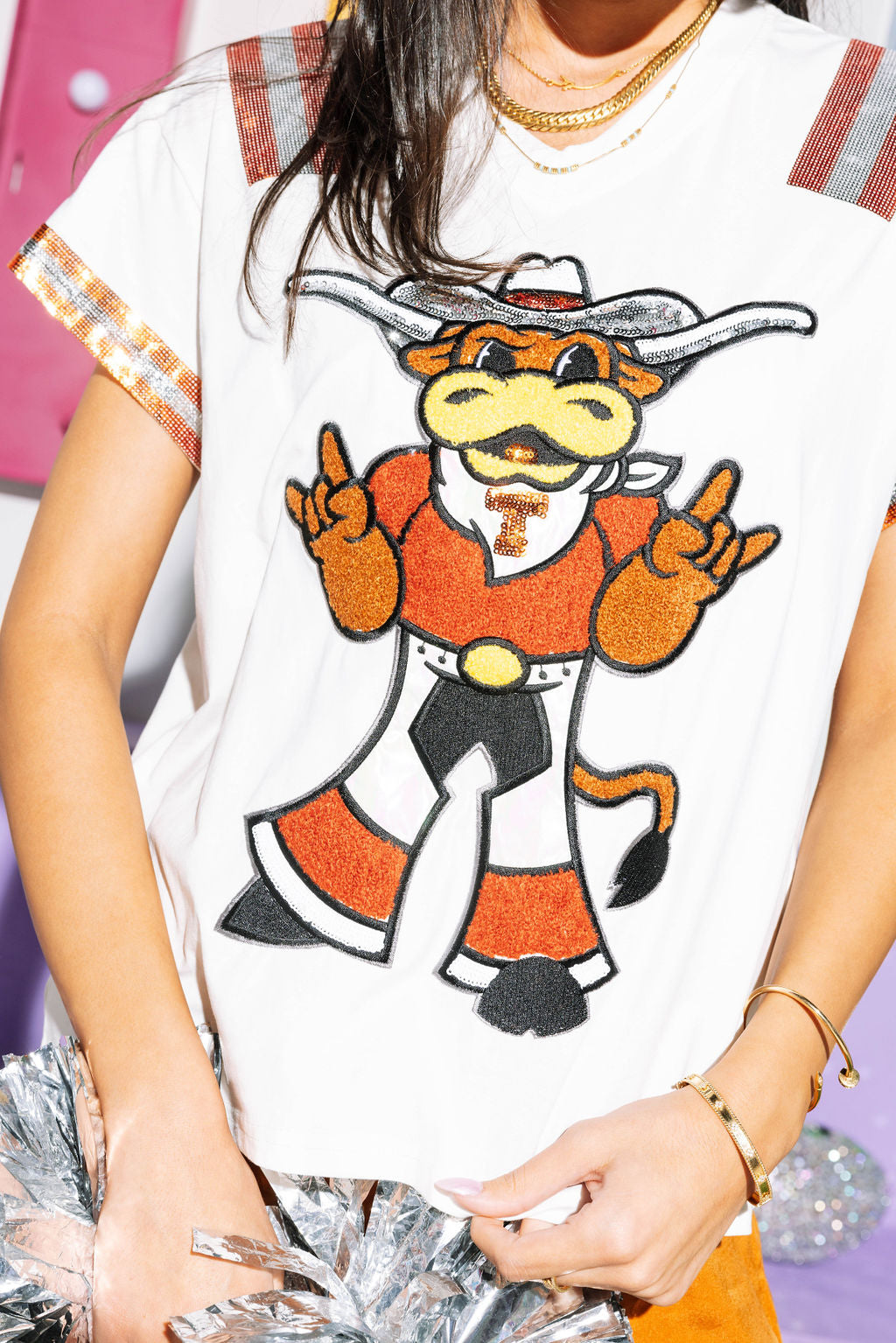 Licensed White & Burnt Orange Texas Longhorn Jersey Tee