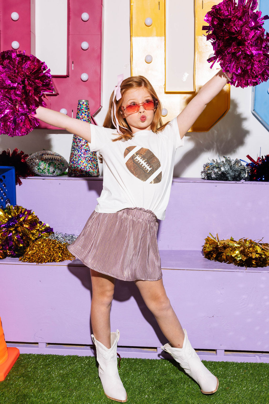 Kids Lavender/Gold Ribbed Skort