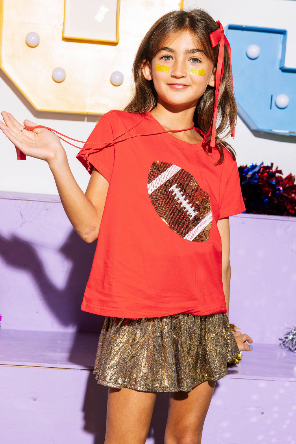 Kids Red & Gold Football Tee