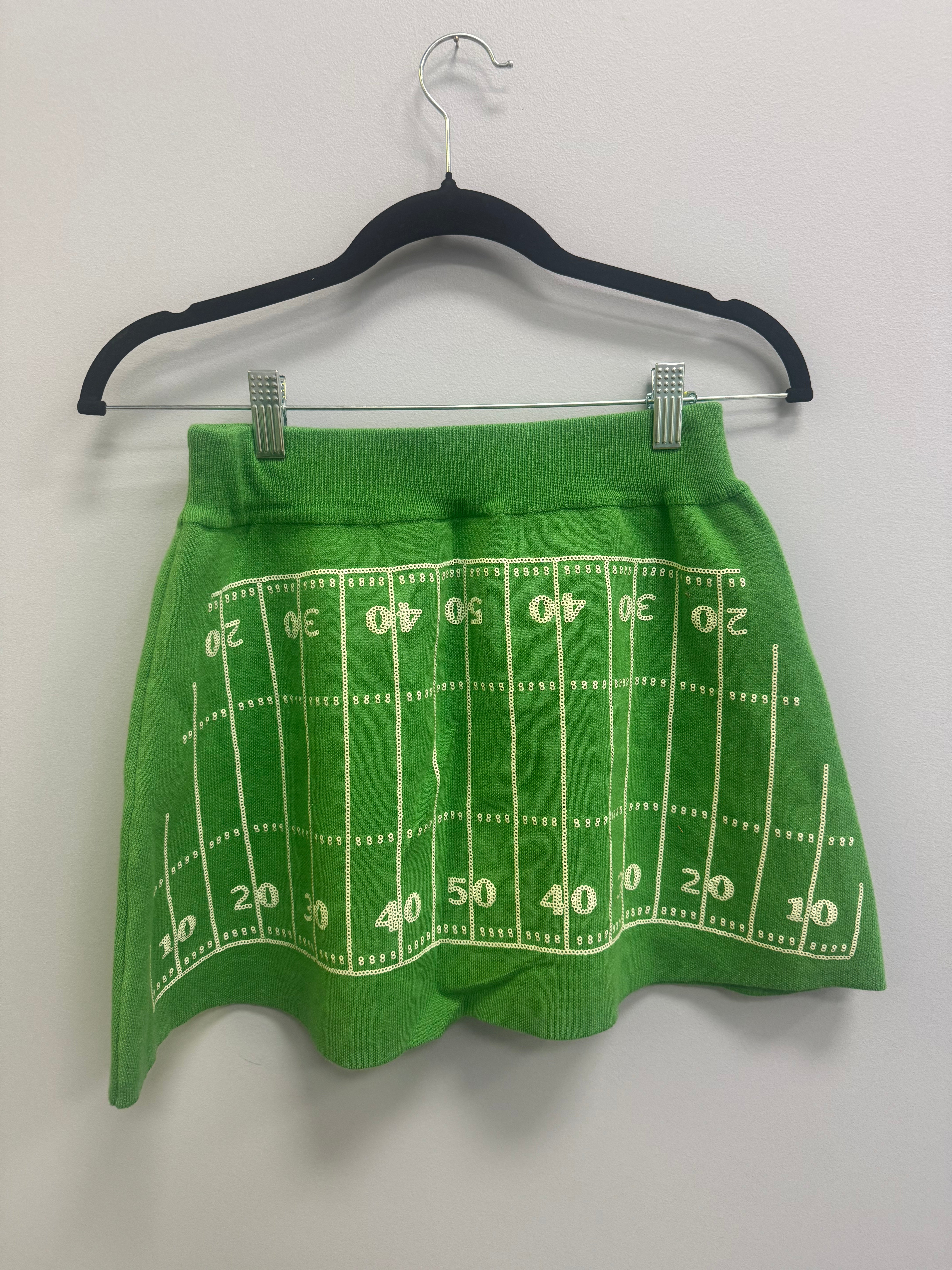 SAMPLE- GREEN & WHITE  FOOTBALL FIELD SWEATER SKIRT