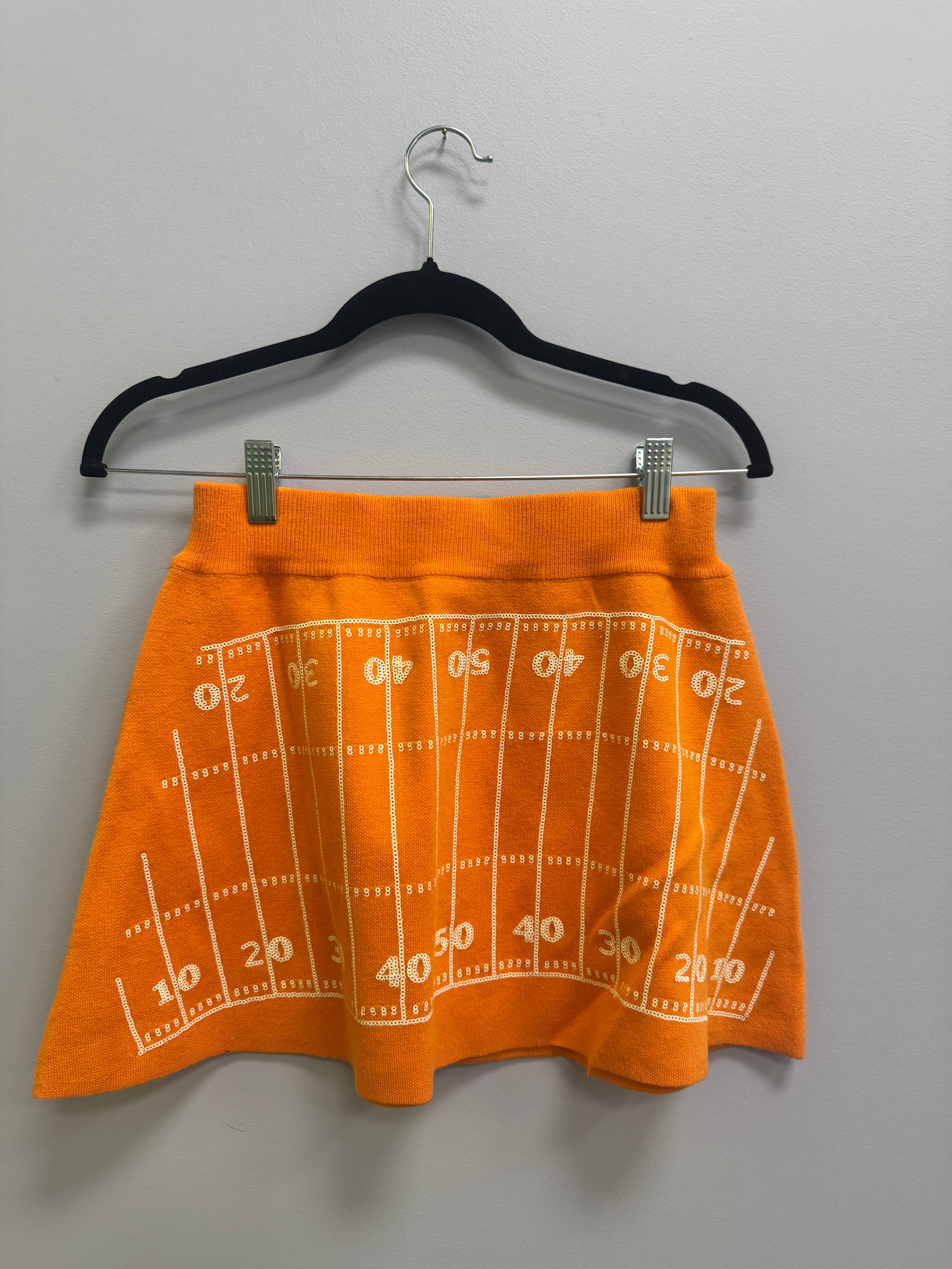 SAMPLE- LIGHT ORANGE FOOTBALL FIELD SWEATER SKIRT