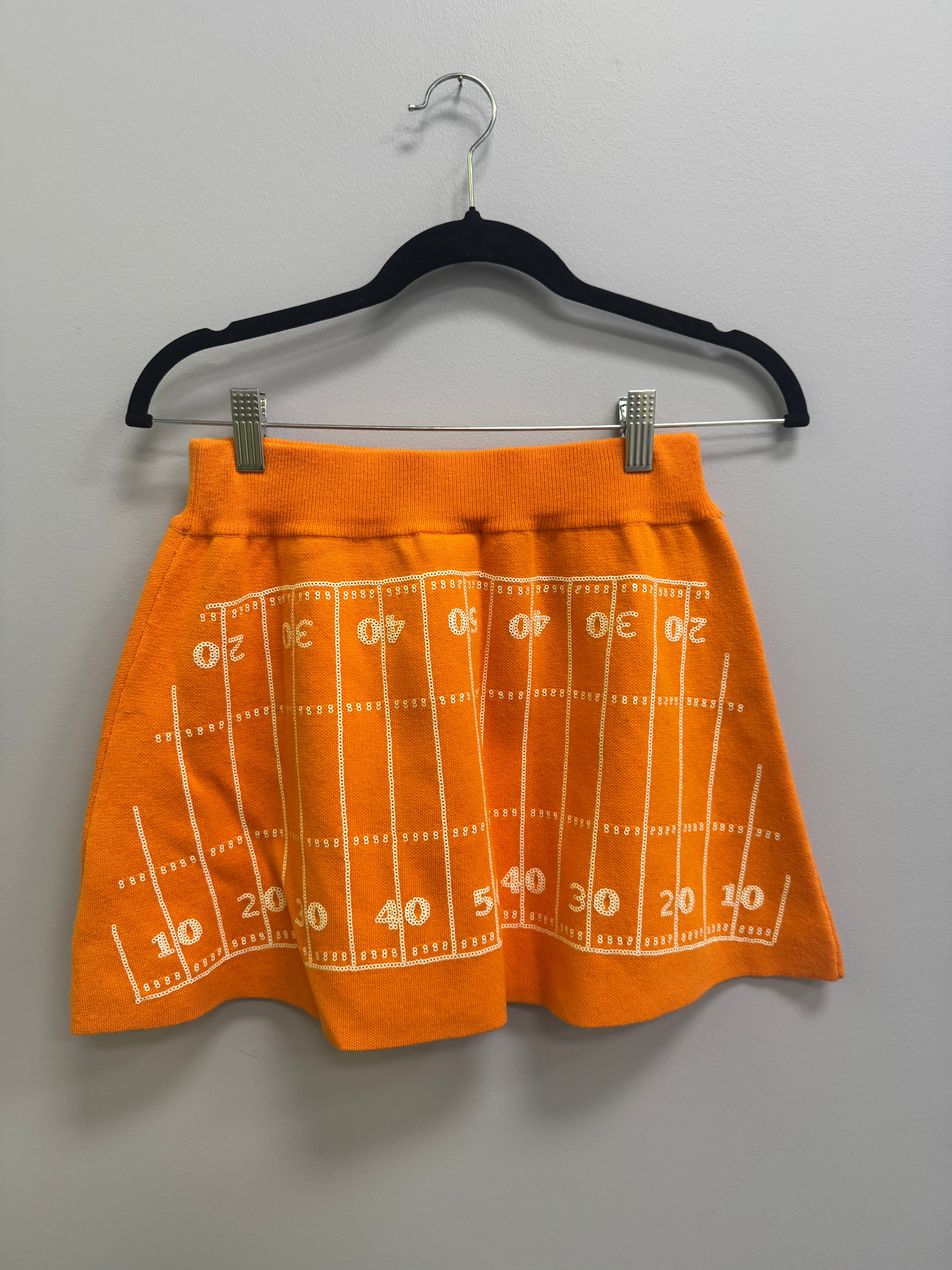 SAMPLE- LIGHT ORANGE FOOTBALL FIELD SWEATER SKIRT