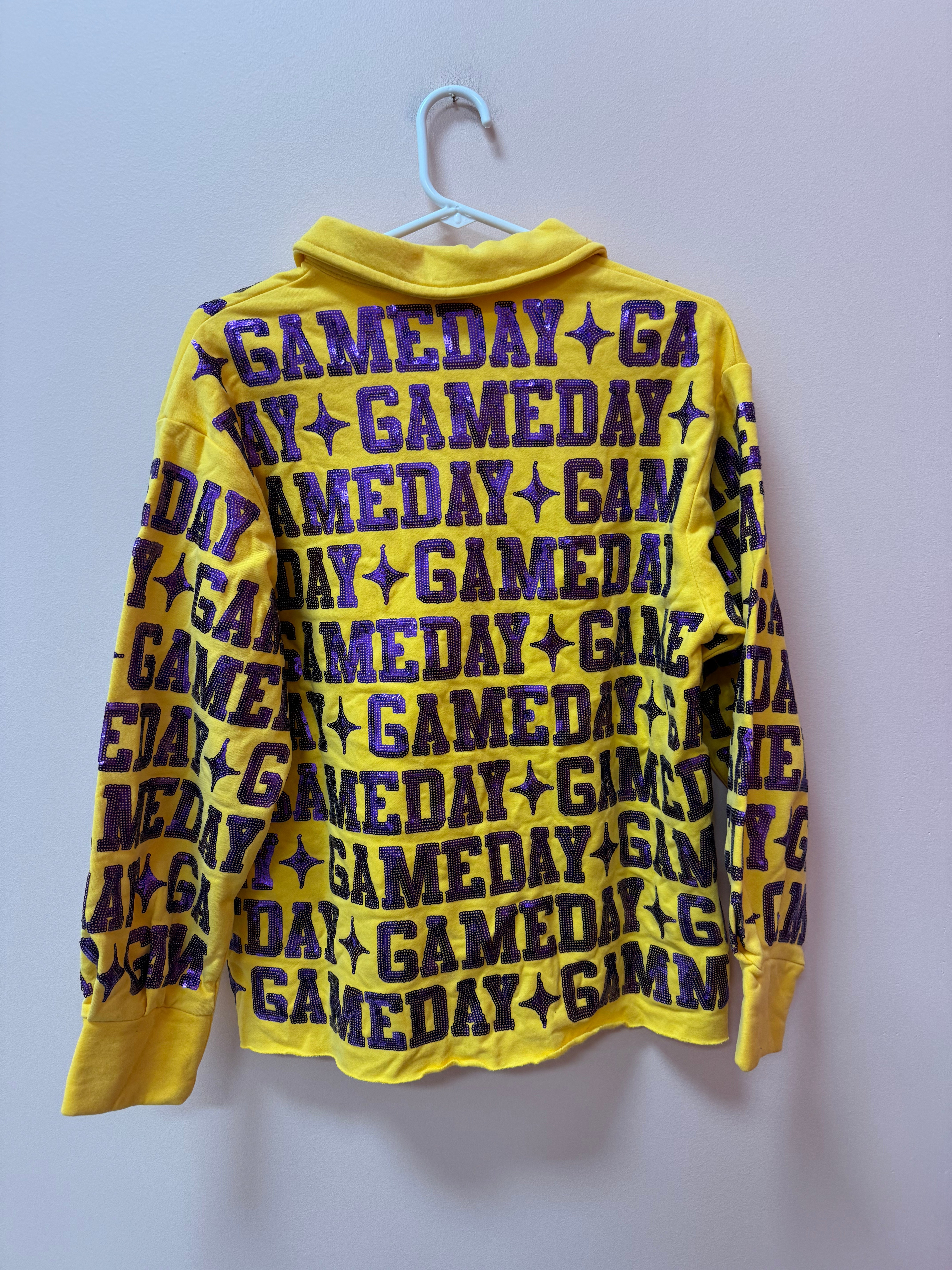 SAMPLE- YELLOW & PURPLE 'GAMEDAY' ALL OVER SHACKET