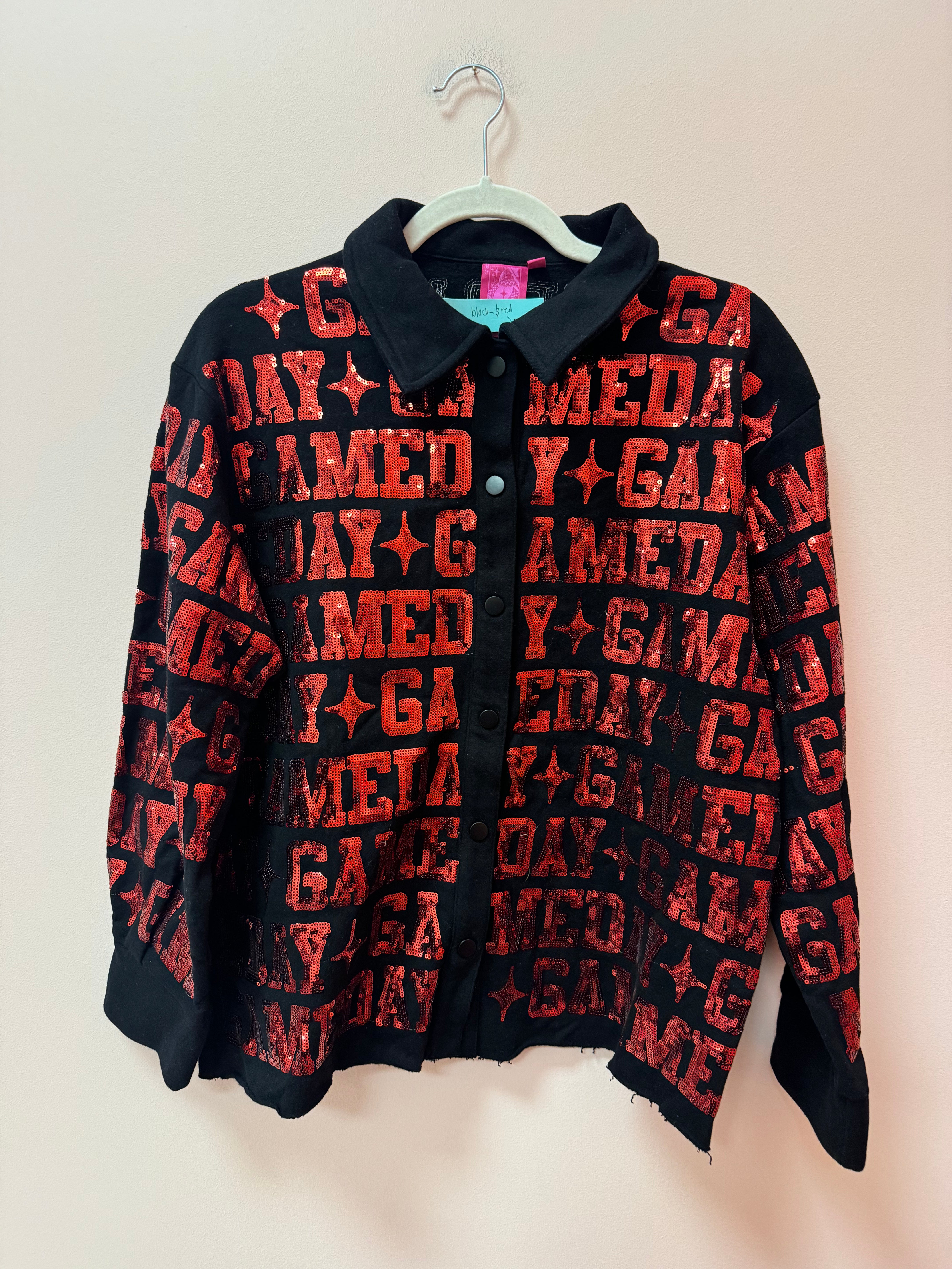 SAMPLE- BLACK & RED 'GAMEDAY' ALL OVER SHACKET