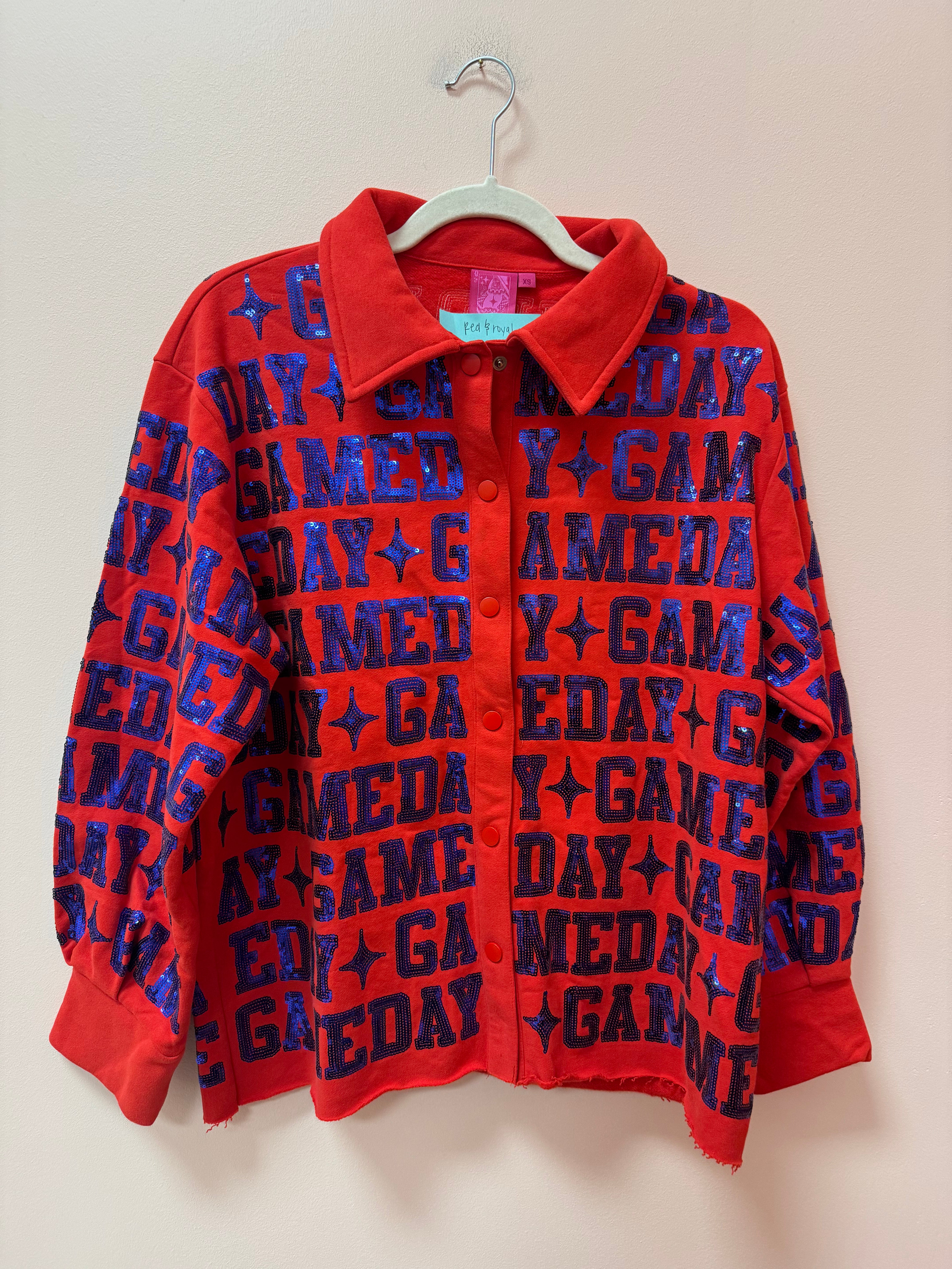 SAMPLE- RED & ROYAL 'GAMEDAY' ALL OVER SHACKET