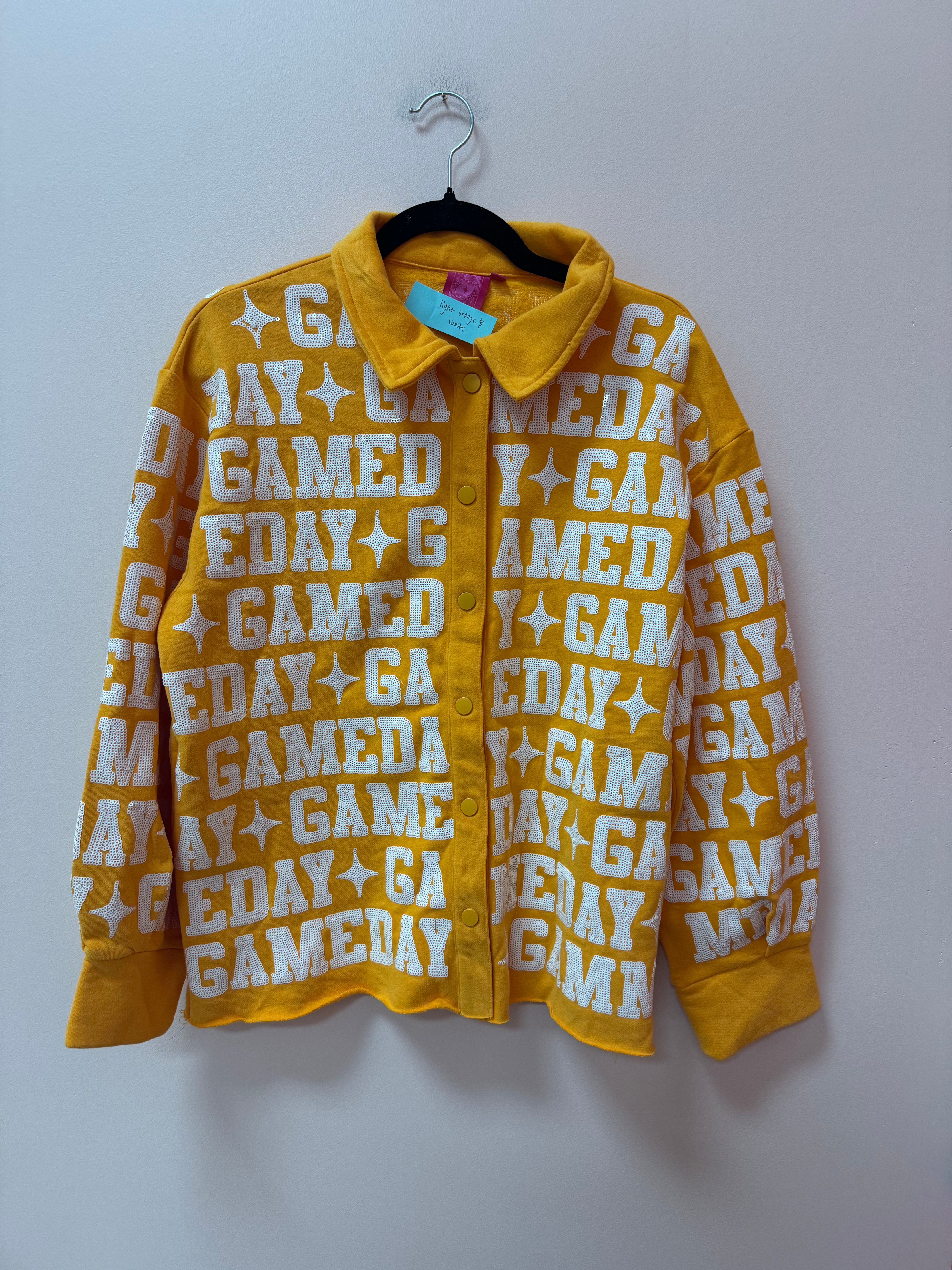 SAMPLE- LIGHT ORANGE & WHITE 'GAMEDAY' ALL OVER SHACKET