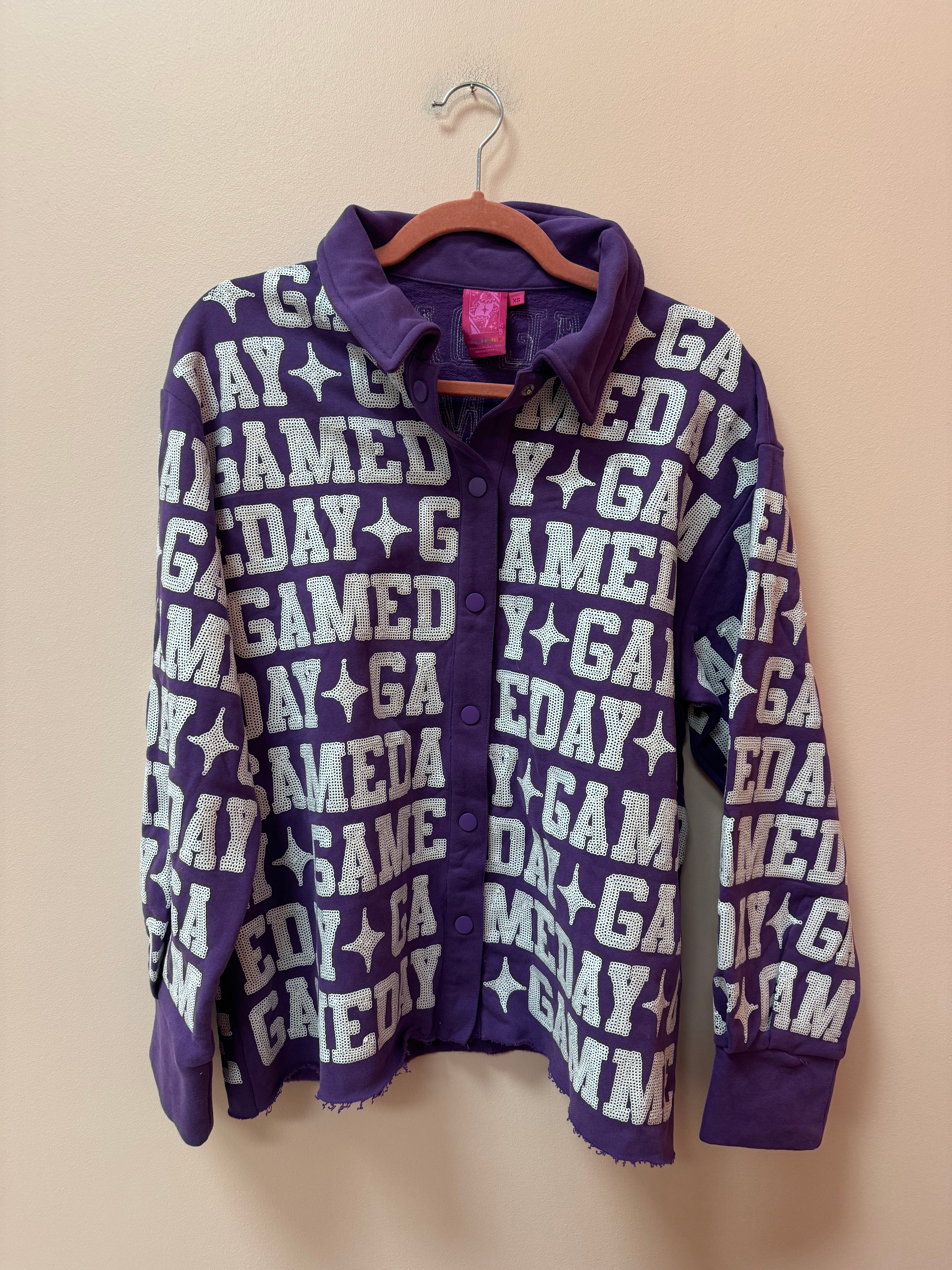 SAMPLE- PURPLE & WHITE 'GAMEDAY' ALL OVER SHACKET