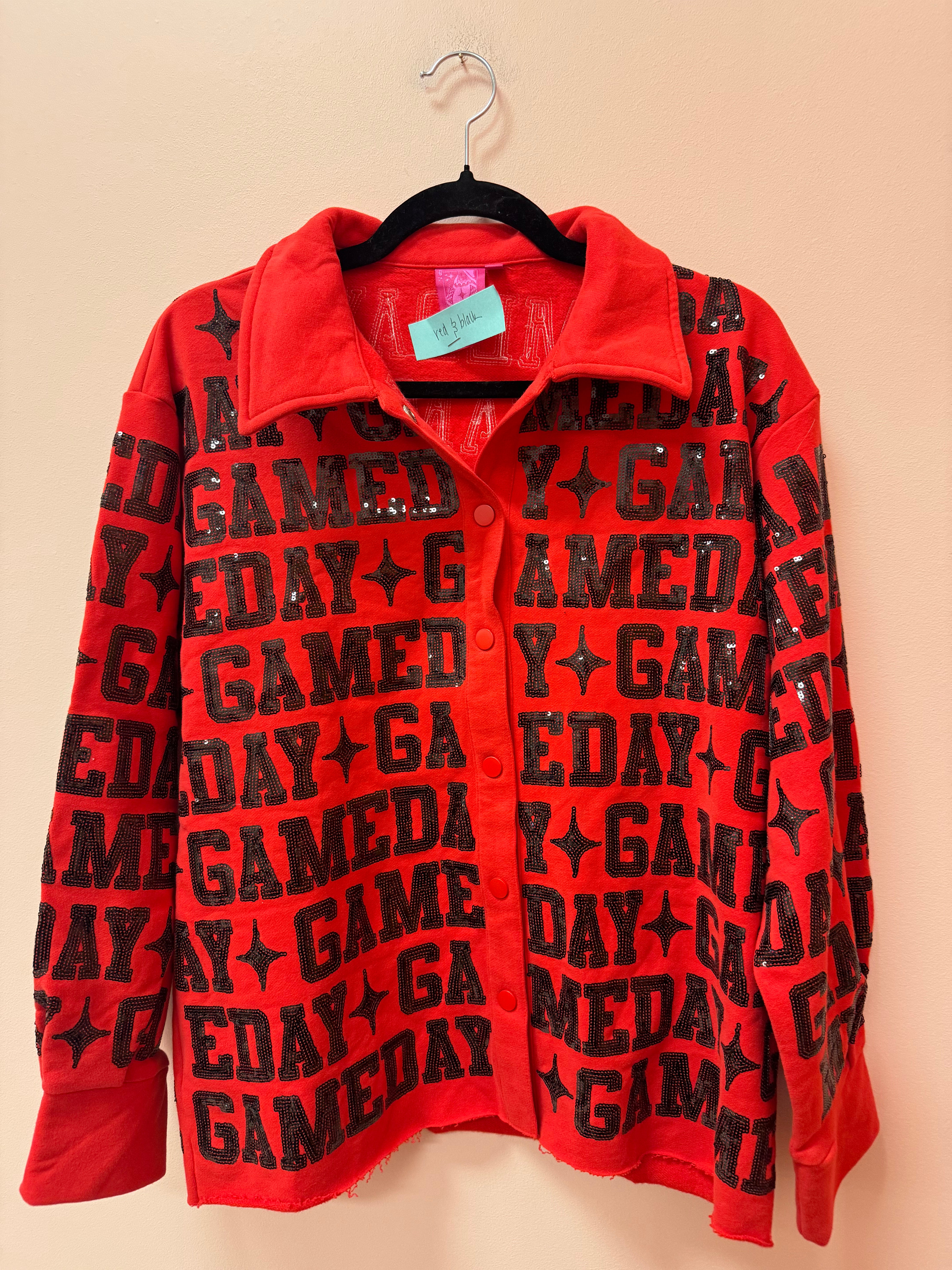 SAMPLE- RED & BLACK 'GAMEDAY' ALL OVER SHACKET