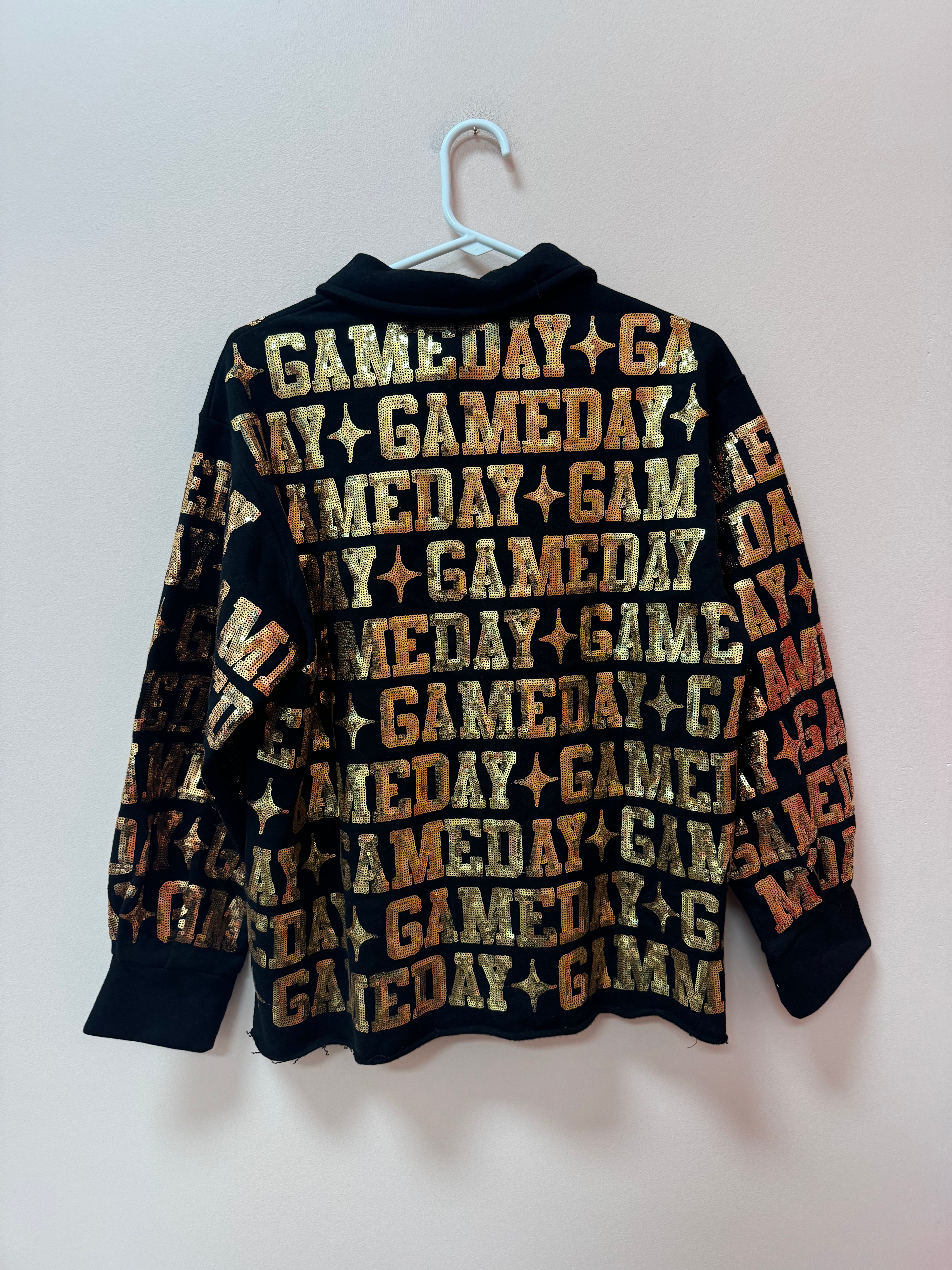 SAMPLE- BLACK & GOLD 'GAMEDAY' ALL OVER SHACKET