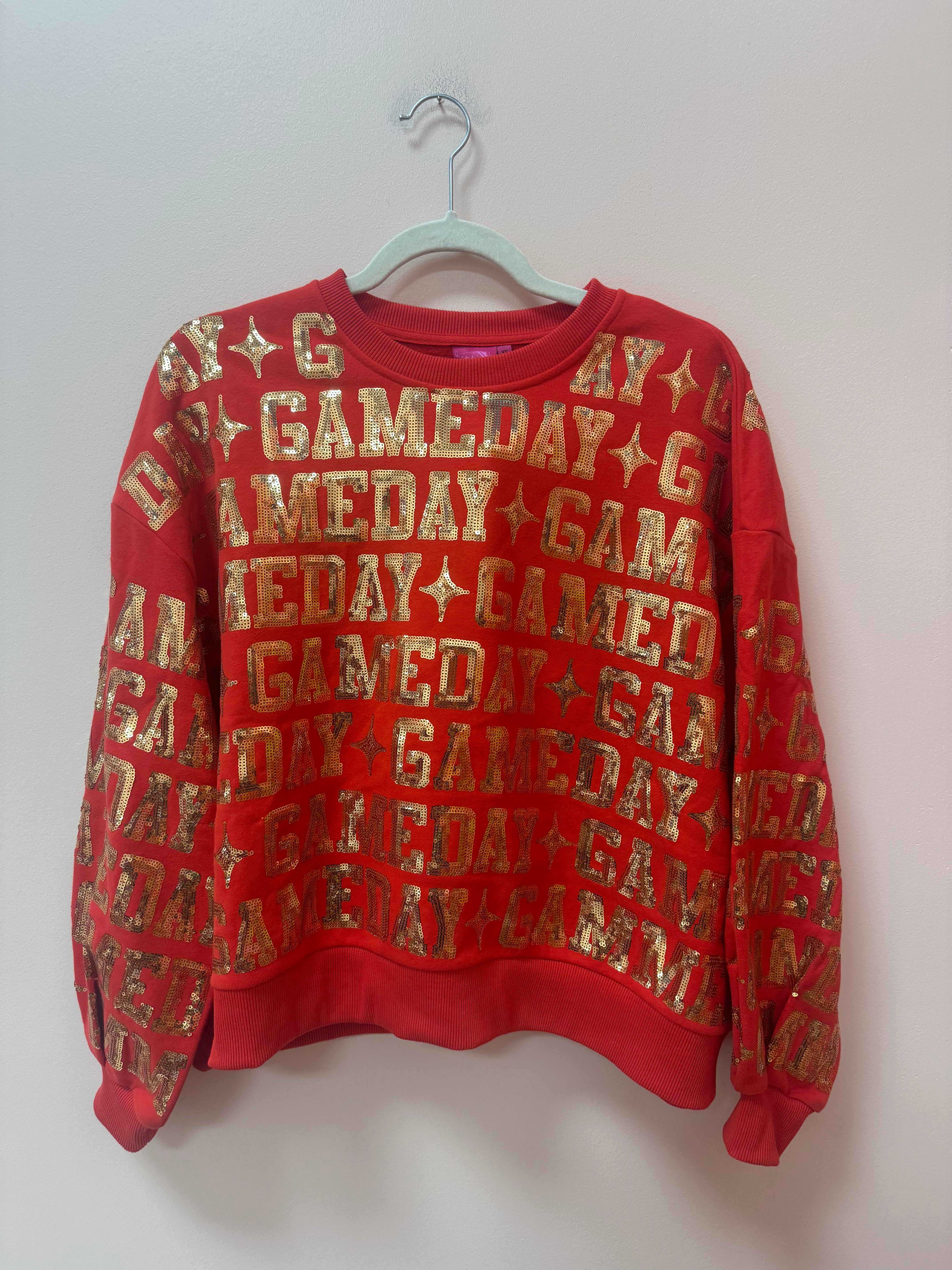 SAMPLE- RED & GOLD 'GAMEDAY' ALL OVER SWEATSHIRT