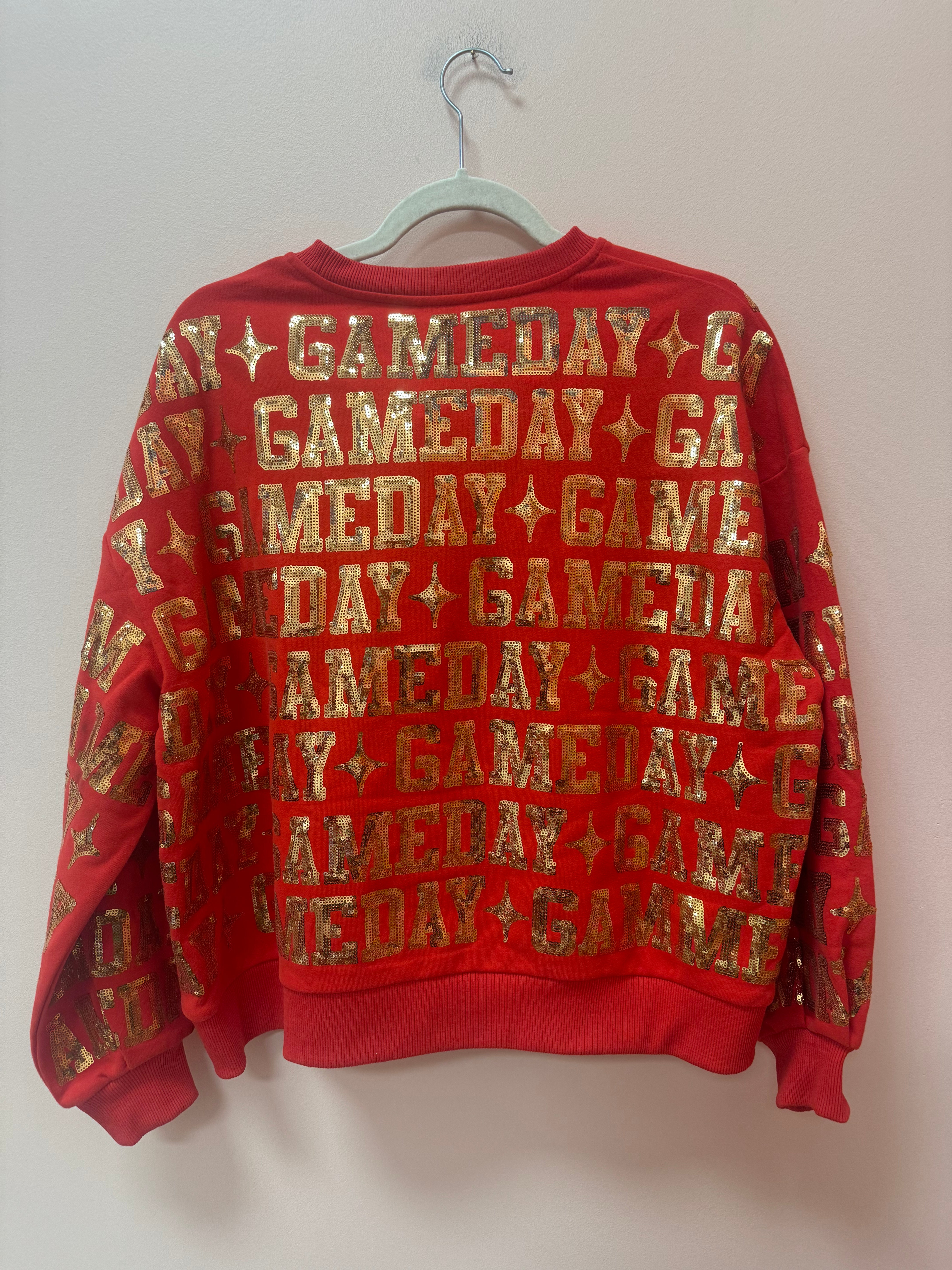 SAMPLE- RED & GOLD 'GAMEDAY' ALL OVER SWEATSHIRT