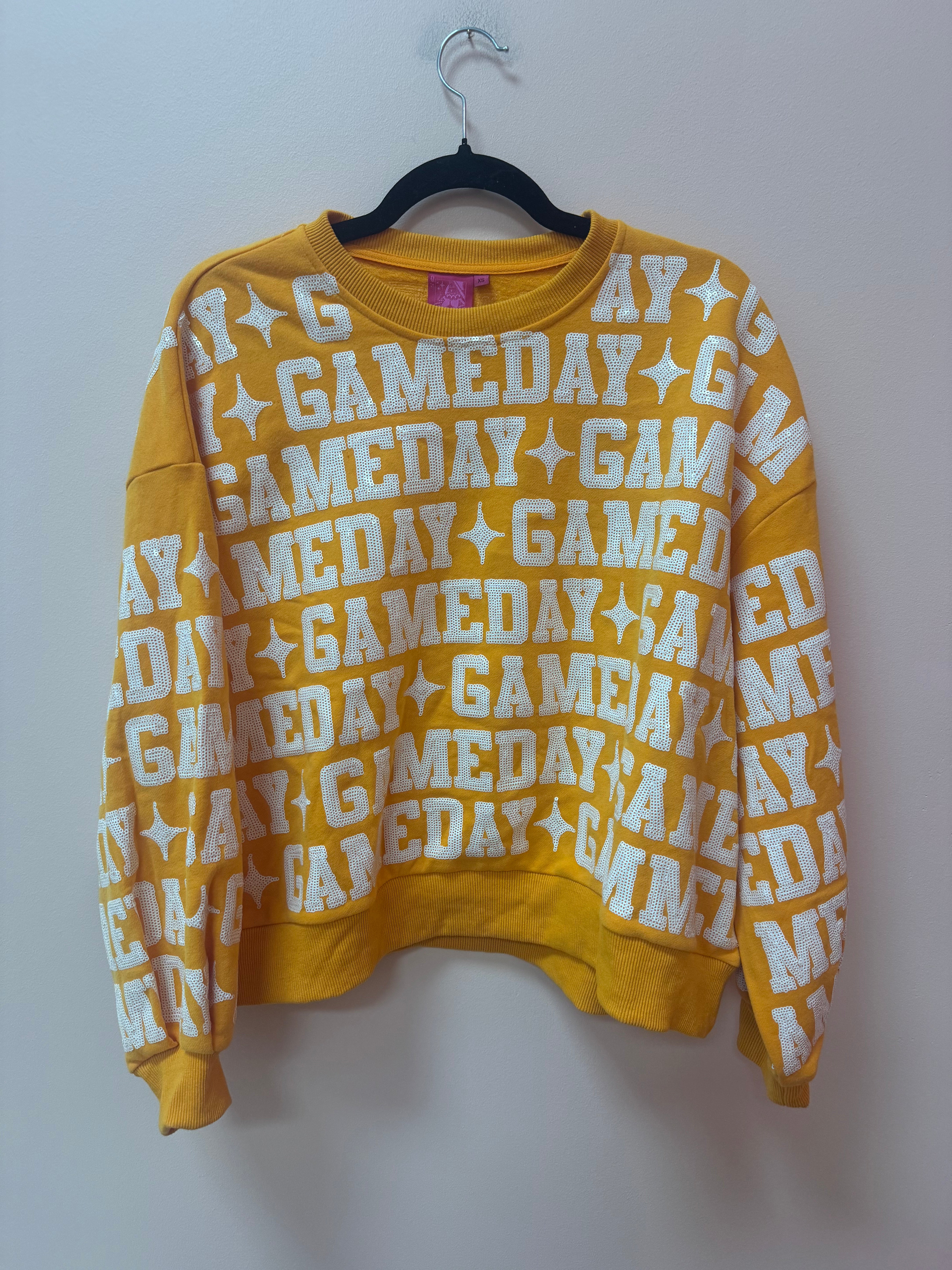 SAMPLE- LIGHT ORANGE & WHITE 'GAMEDAY' ALL OVER SWEATSHIRT