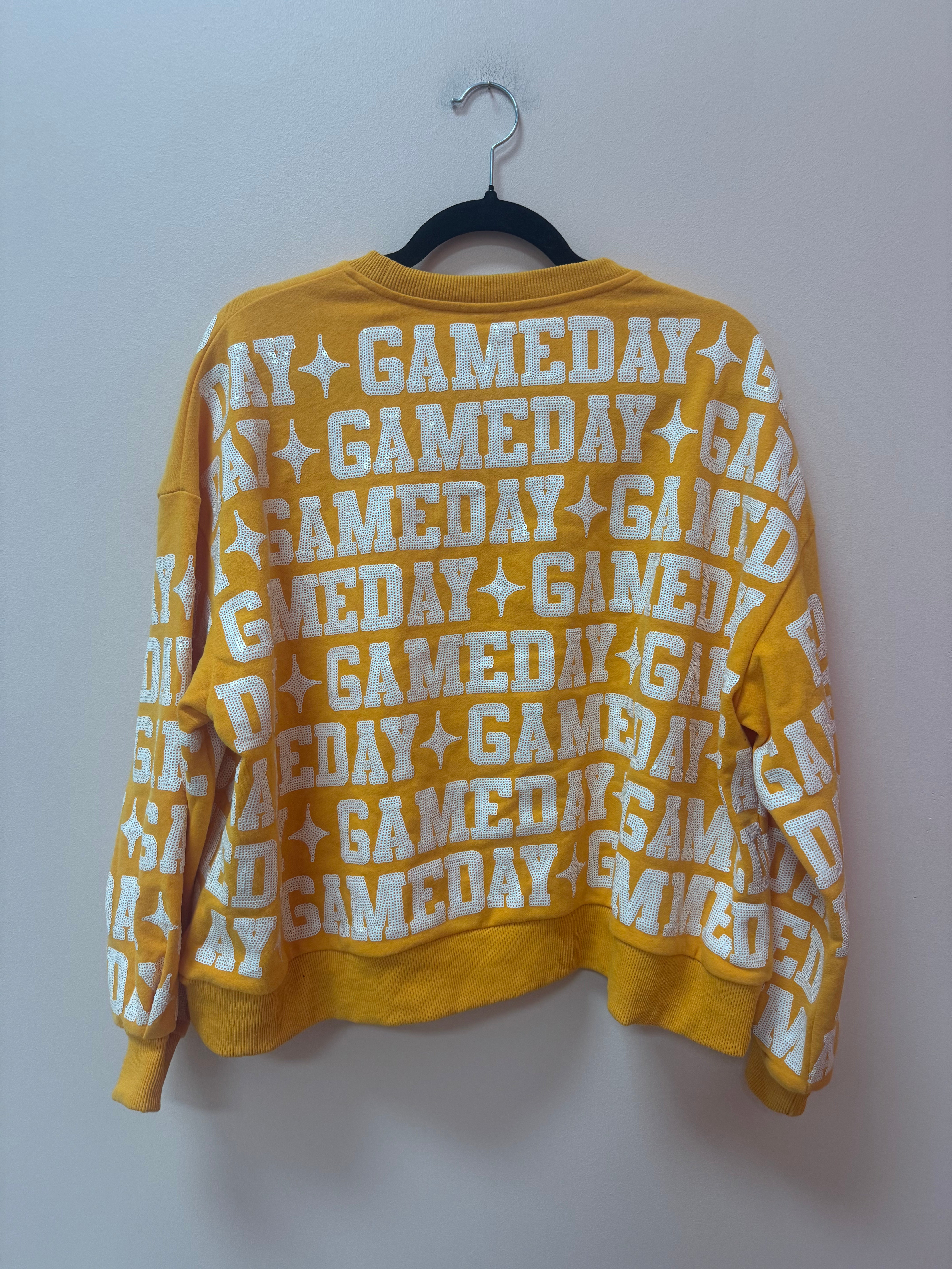 SAMPLE- LIGHT ORANGE & WHITE 'GAMEDAY' ALL OVER SWEATSHIRT