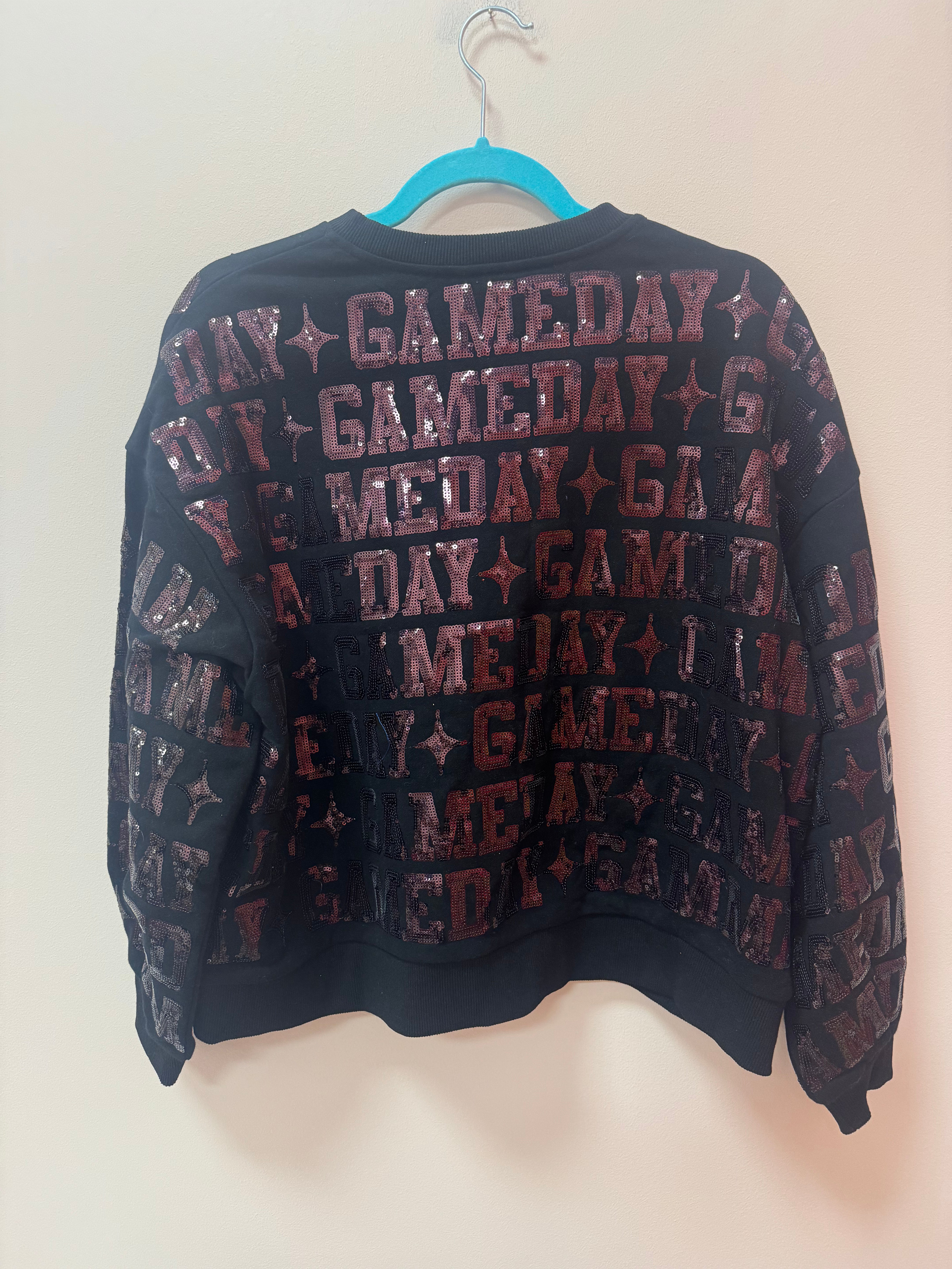 SAMPLE- BLACK & GARNET 'GAMEDAY' ALL OVER SWEATSHIRT