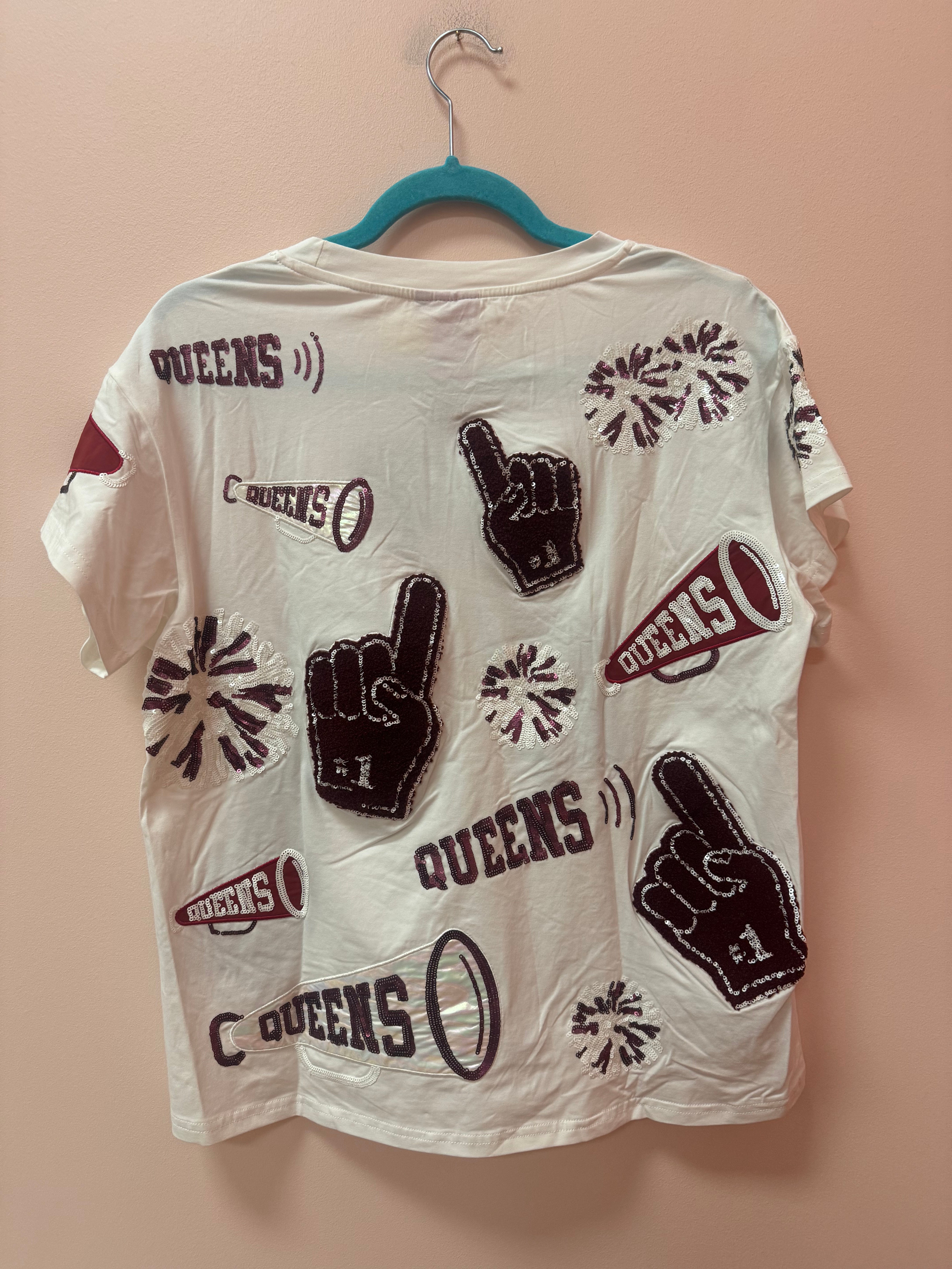 SAMPLE-WHITE & MAROON CHEERS ICON TEE