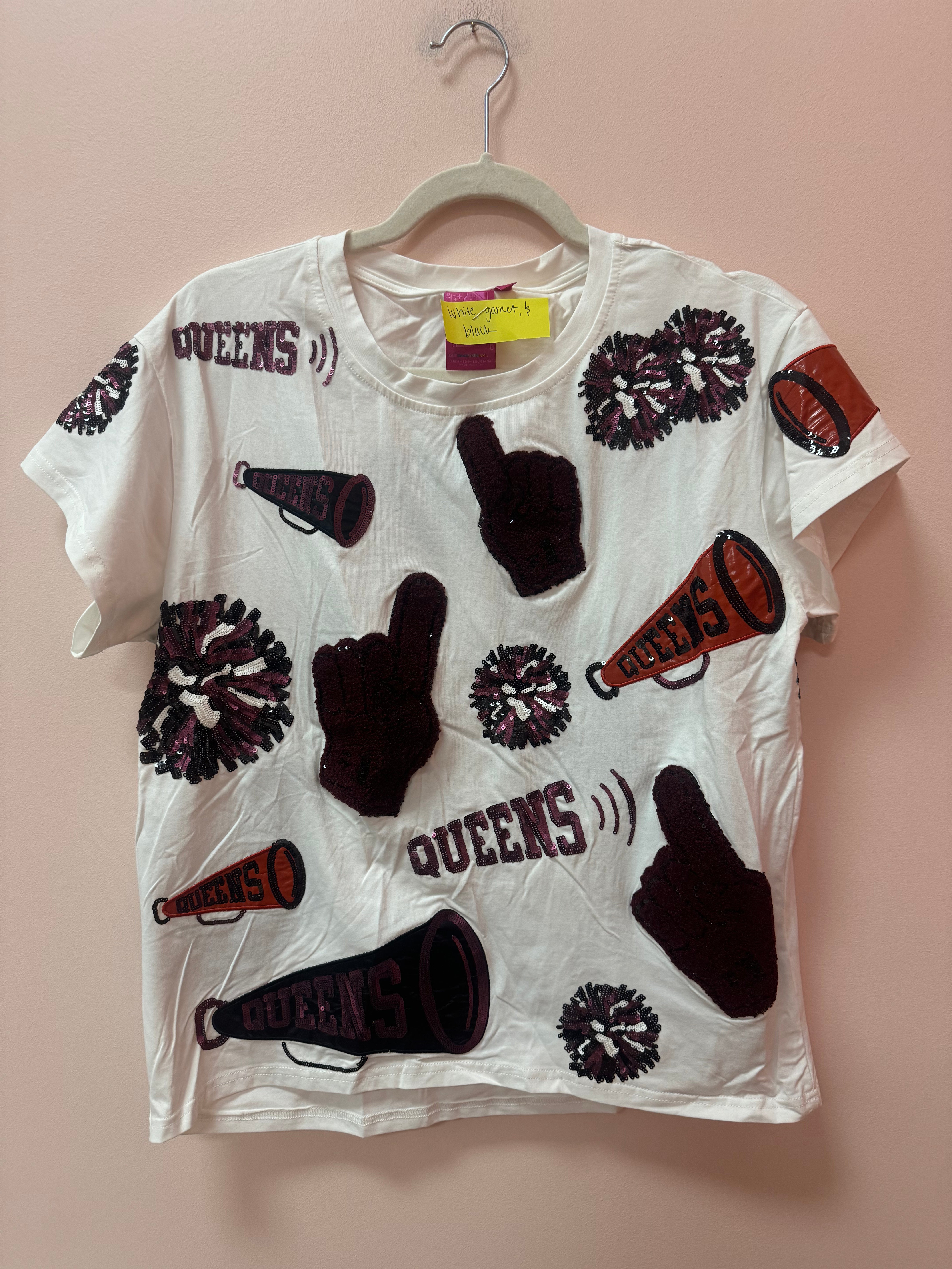 SAMPLE- WHITE, GARNET & BLACK CHEERS ICON TEE