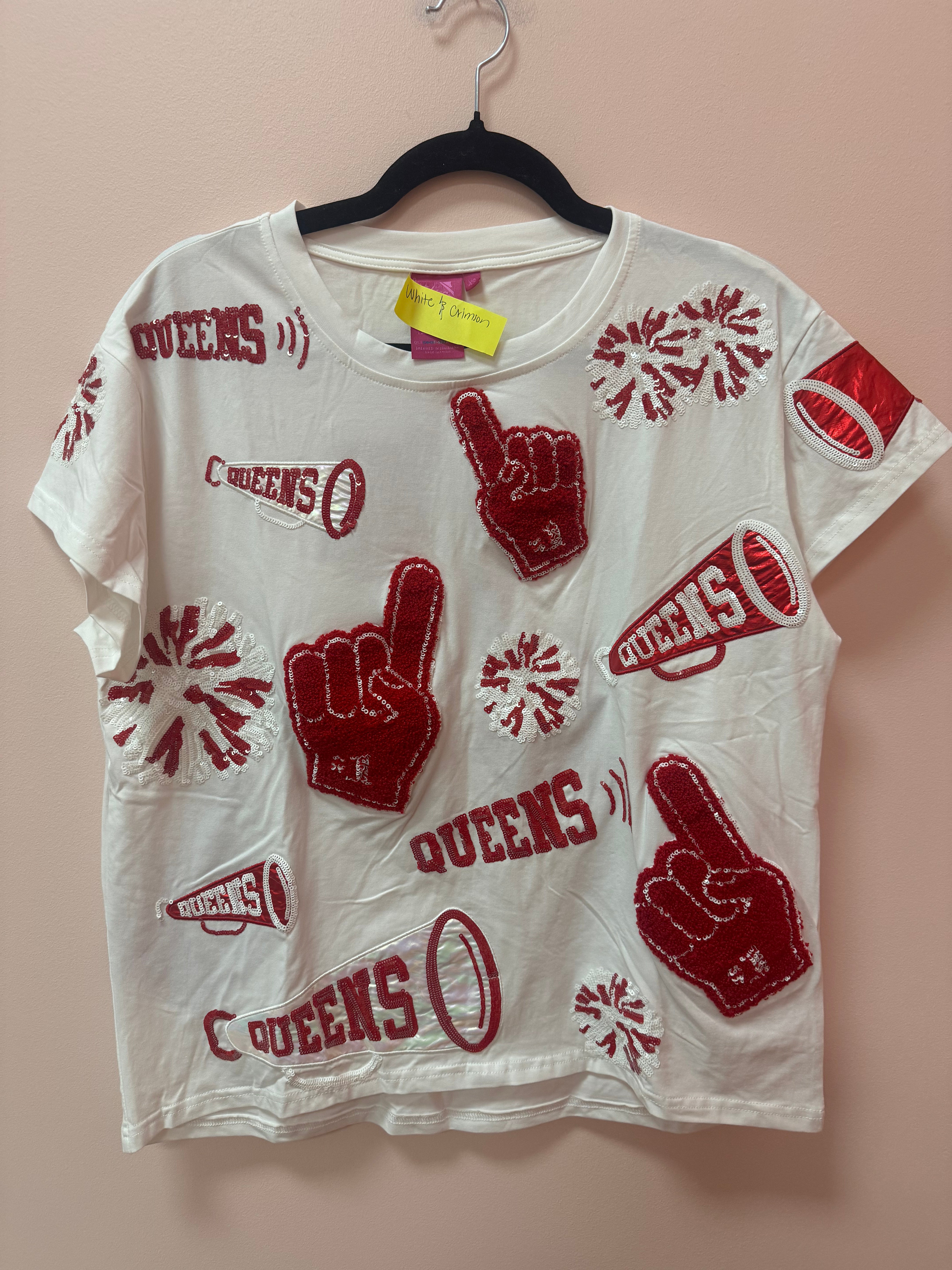 SAMPLE- WHITE & CRIMSON CHEERS ICON TEE