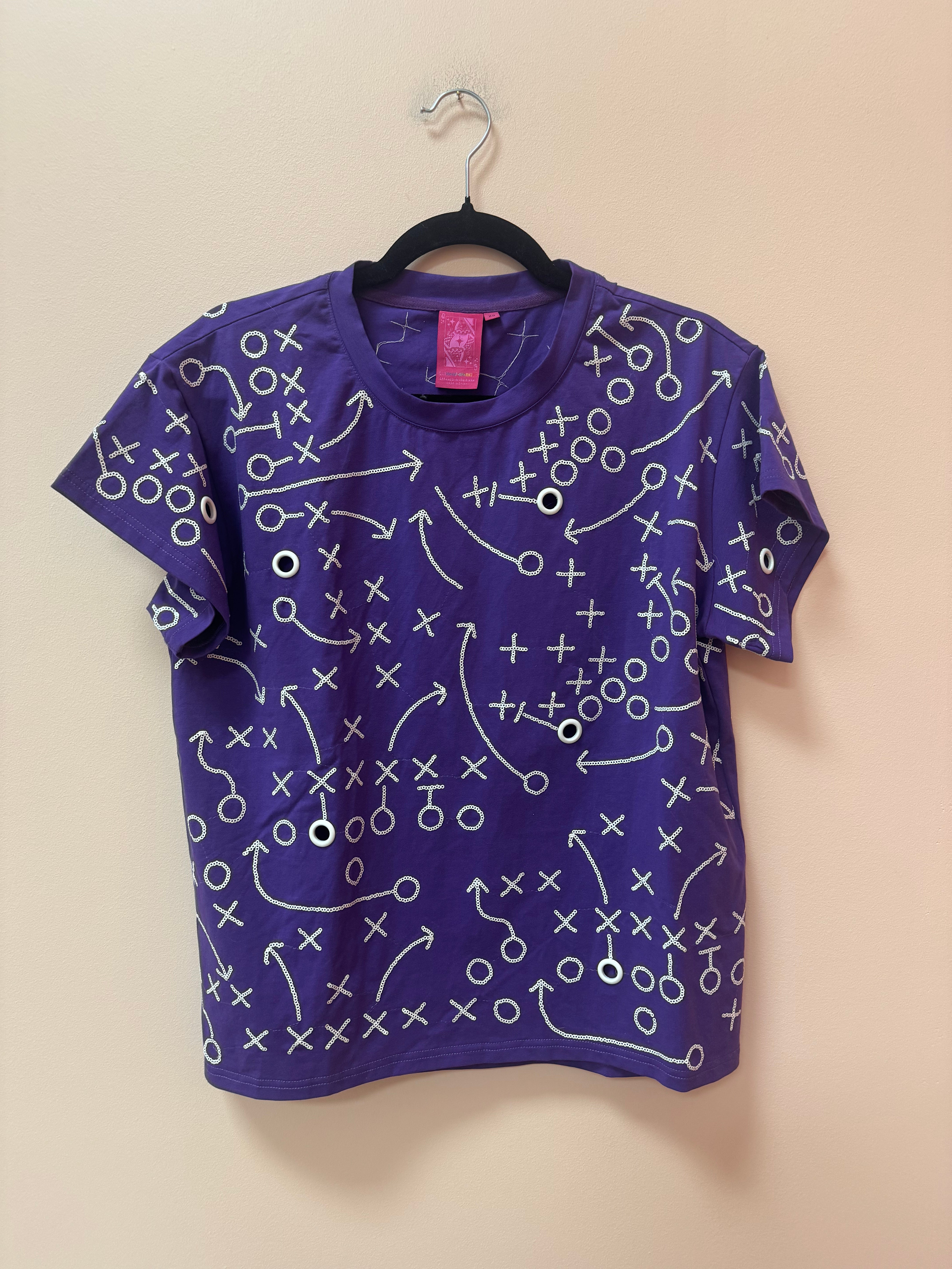 SAMPLE- PURPLE FOOTBALL PLAY GROMMET TEE