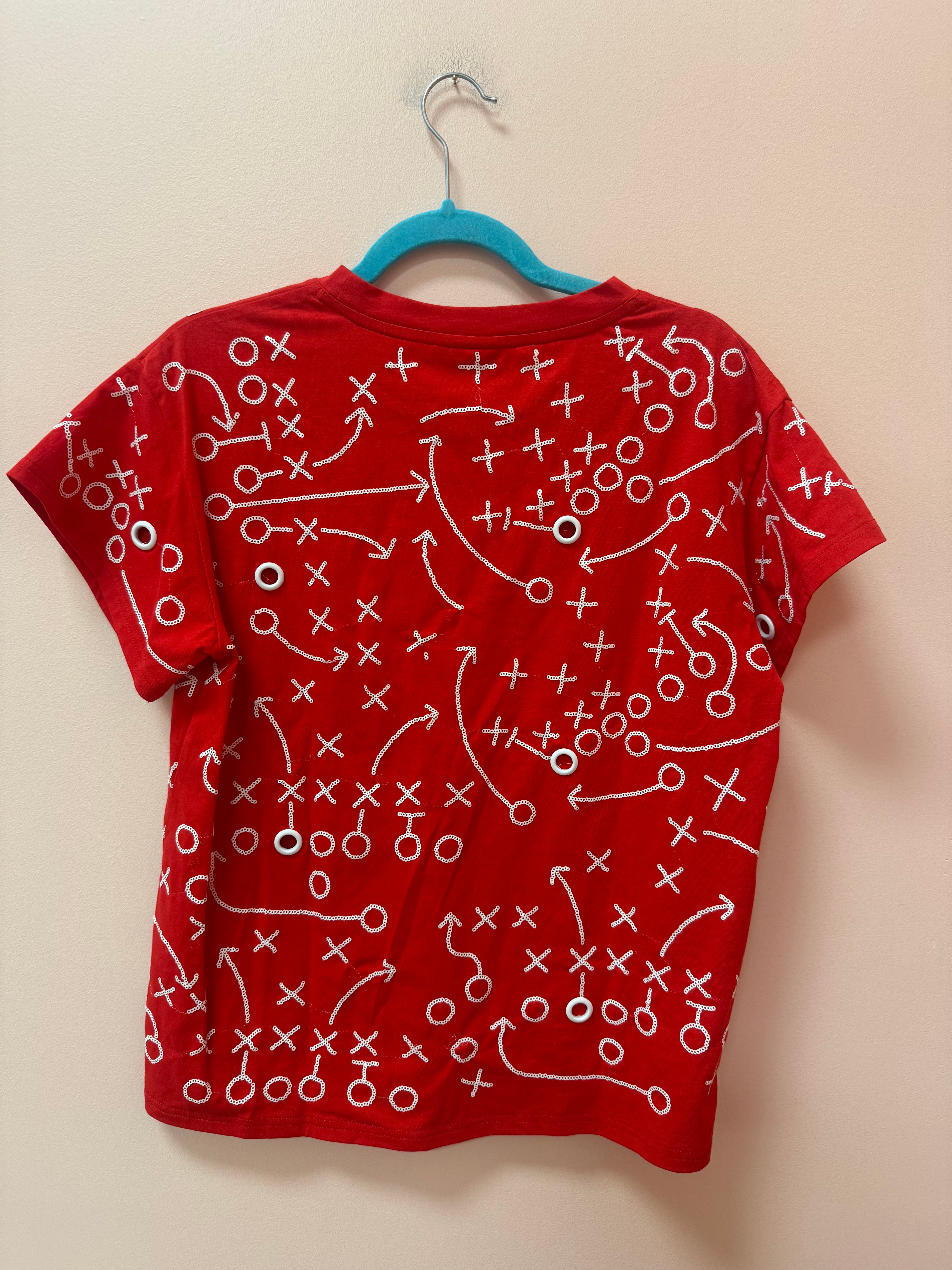 SAMPLE- RED FOOTBALL  PLAY GROMMET TEE