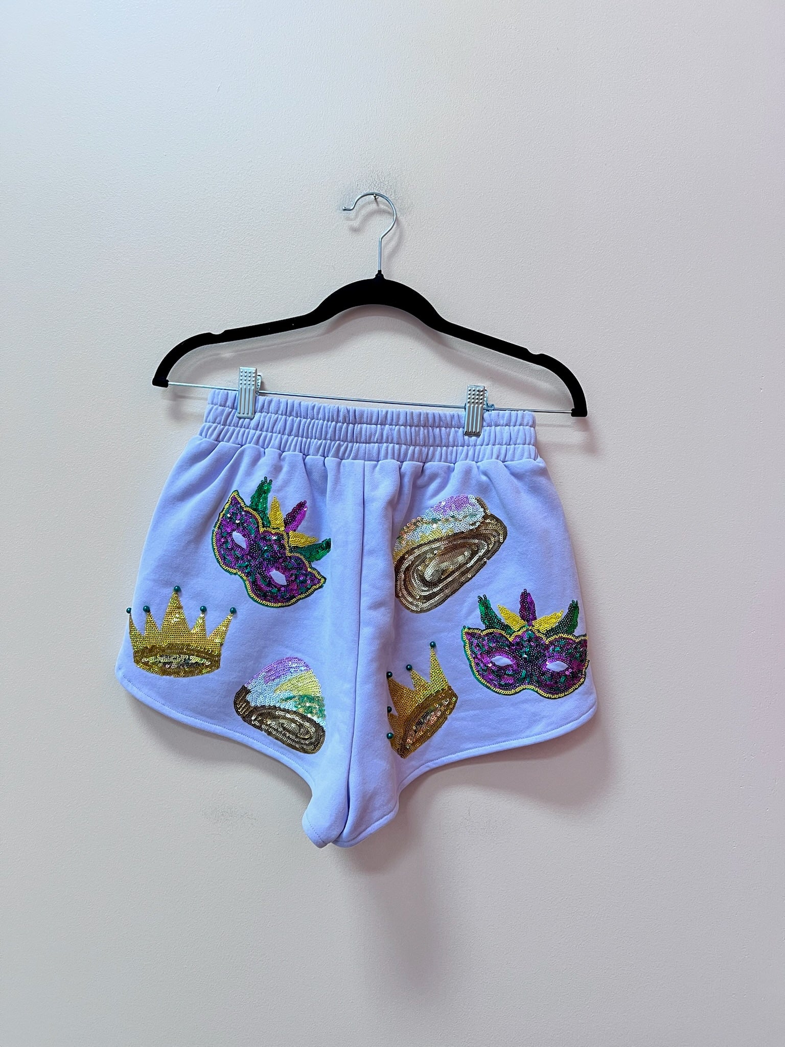 SAMPLE- LAVENDER MARDI GRAS ICON SHORTS