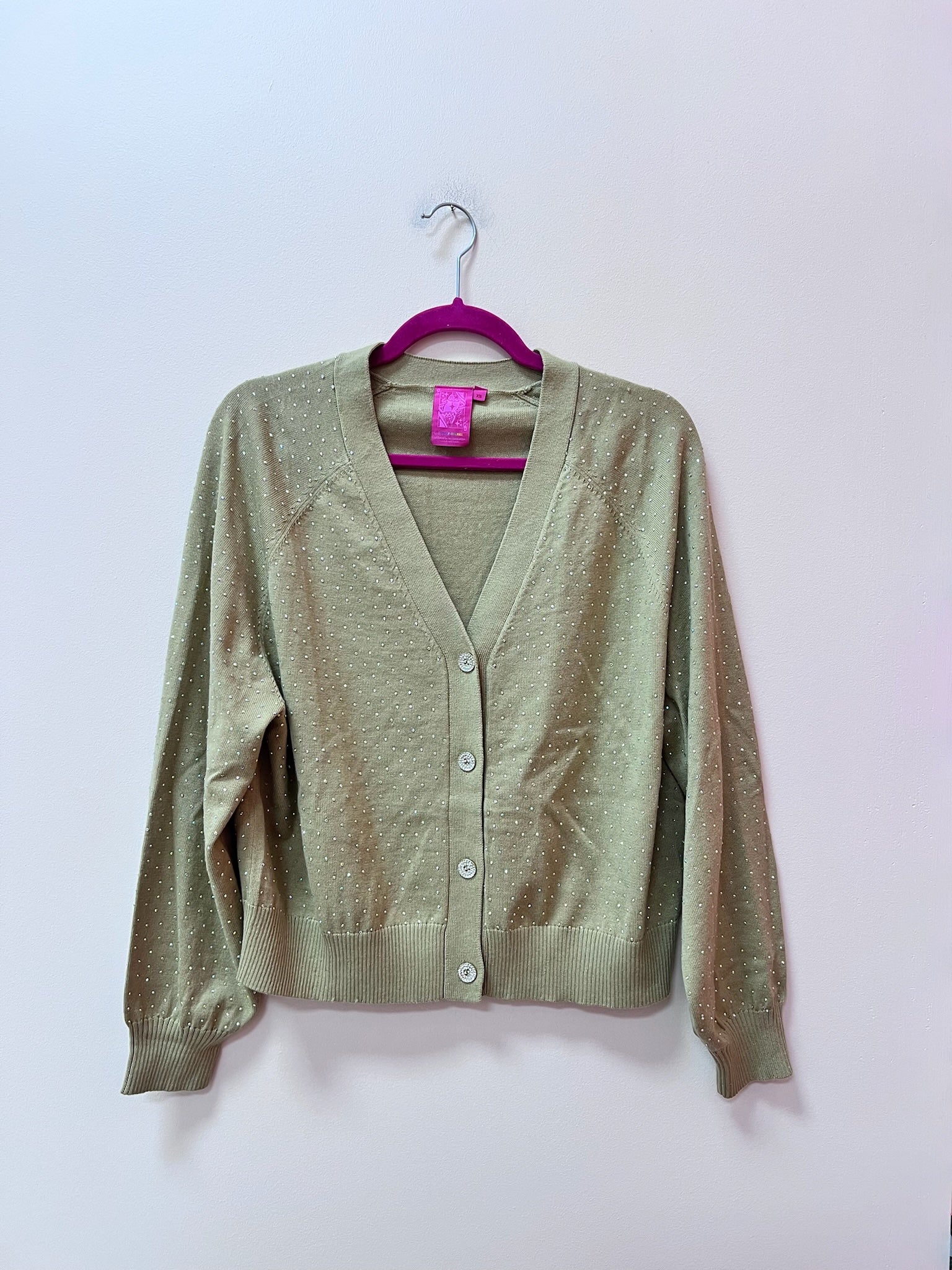 SAMPLE- BEIGE SCATTERED RHINESTONE CARDIGAN