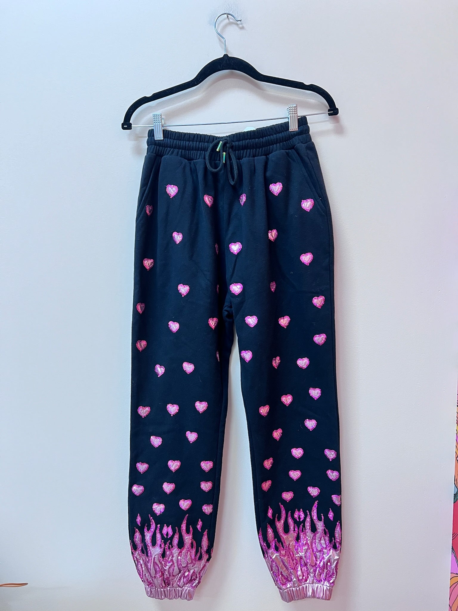 SAMPLE- BLACK PINK HEART & FLAME JOGGER