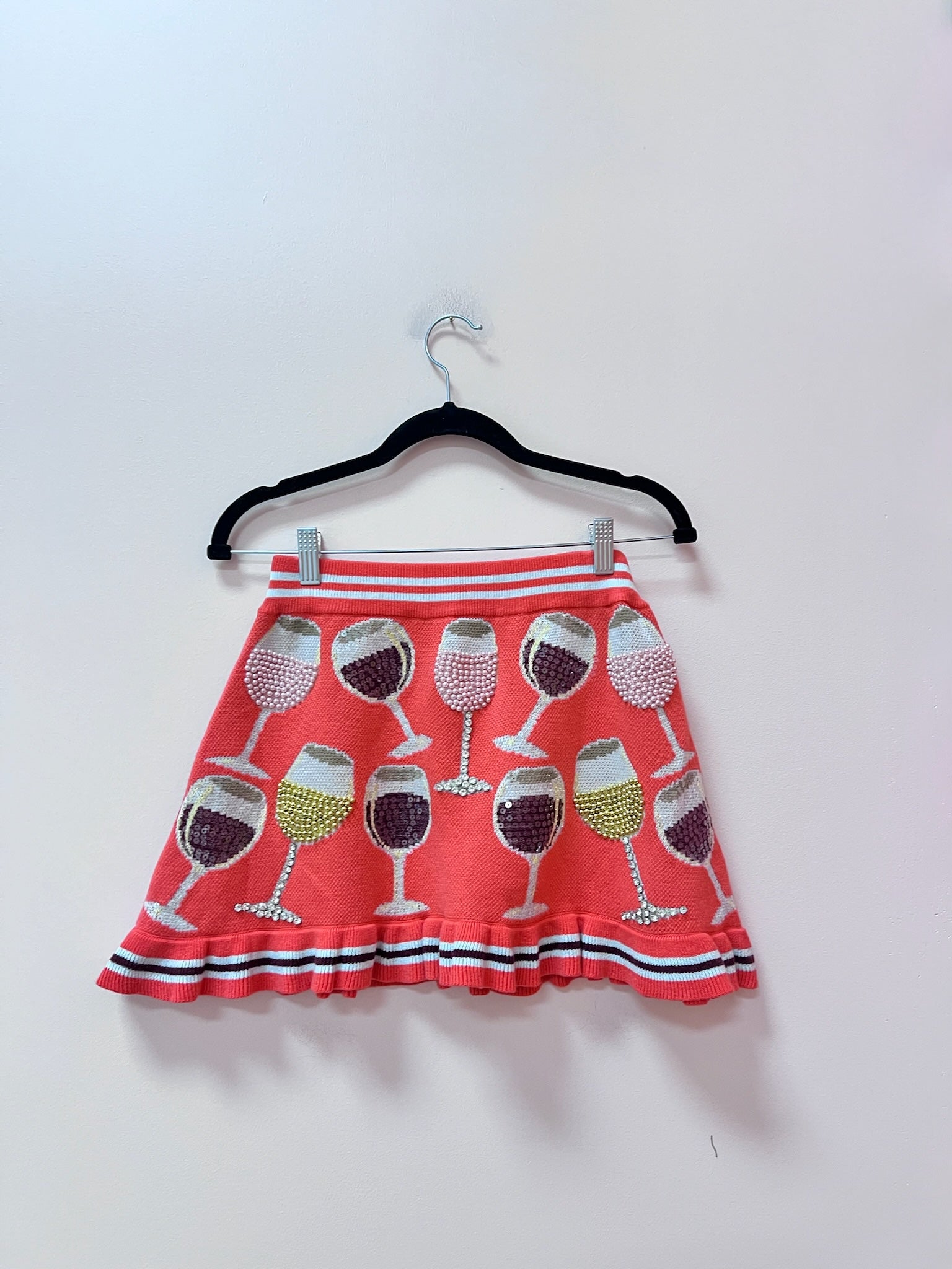 SAMPLE- CORAL WINE GLASS KNIT SKIRT