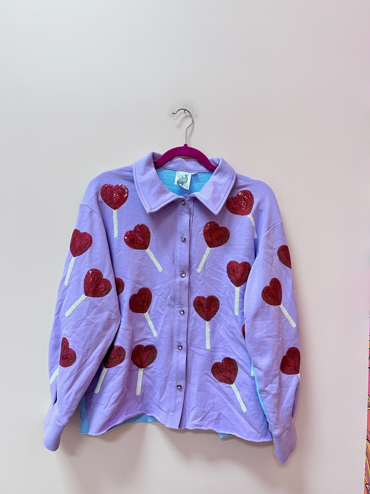 SAMPLE- LAVENDER & BLUE COLORBLOCK HEART LOLLIPOP SHACKET