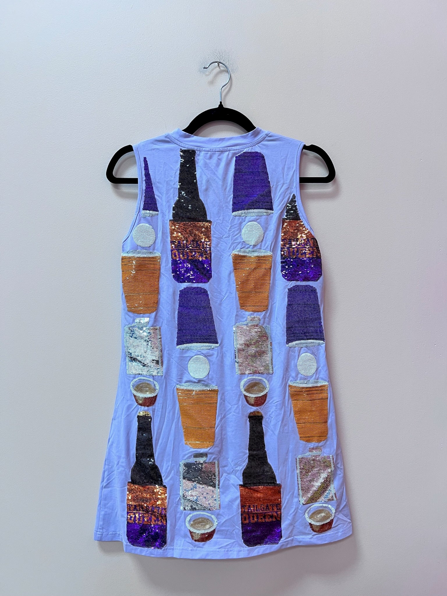 SAMPLE- LAVENDER, PURPLE & ORANGE ALL OVER ICON DRINK TANK DRESS