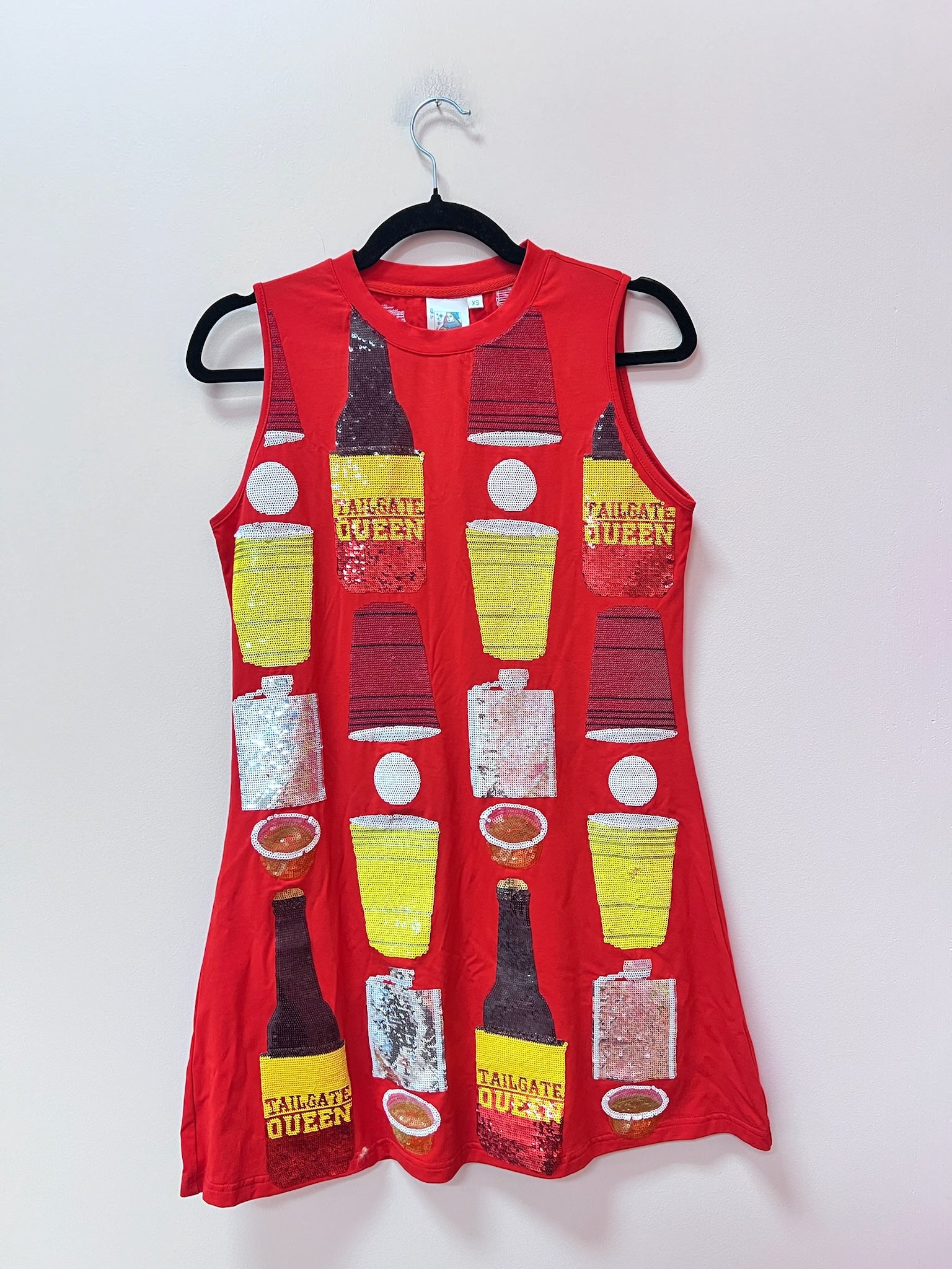 SAMPLE- RED, RED & YELLOW ALL OVER ICON DRINK TANK DRESS