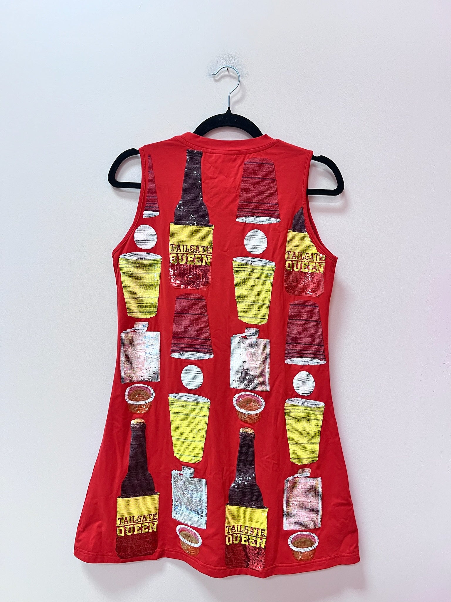 SAMPLE- RED, RED & YELLOW ALL OVER ICON DRINK TANK DRESS