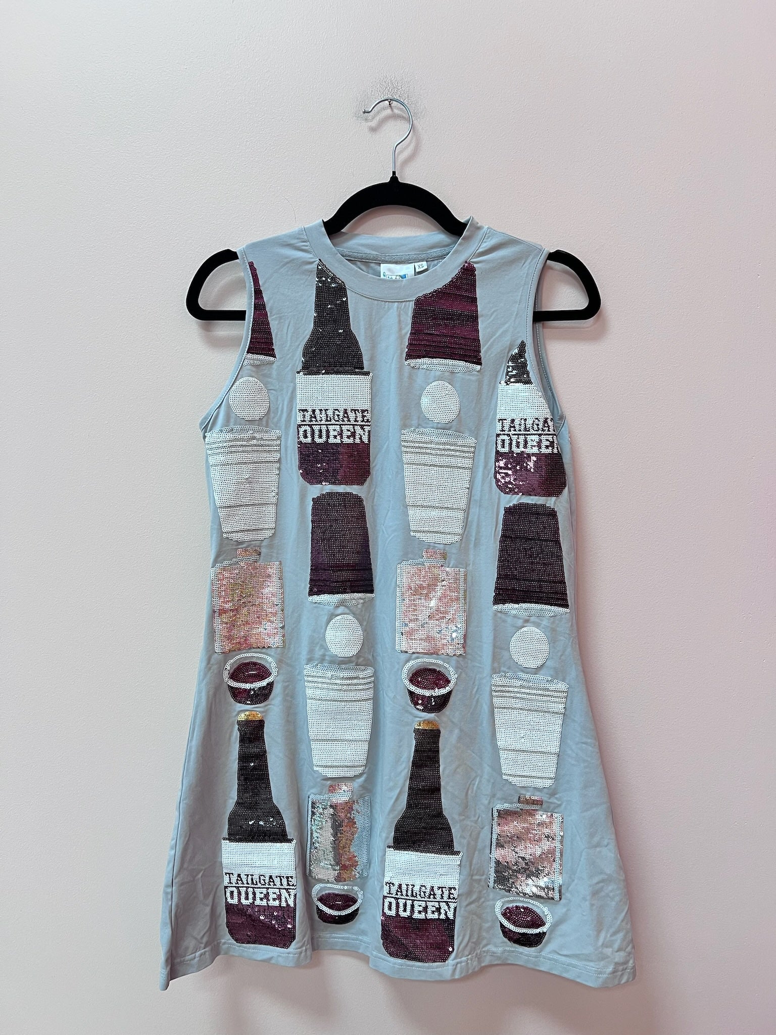 SAMPLE- GREY, GREY & MAROON ALL OVER ICON DRINK TANK DRESS