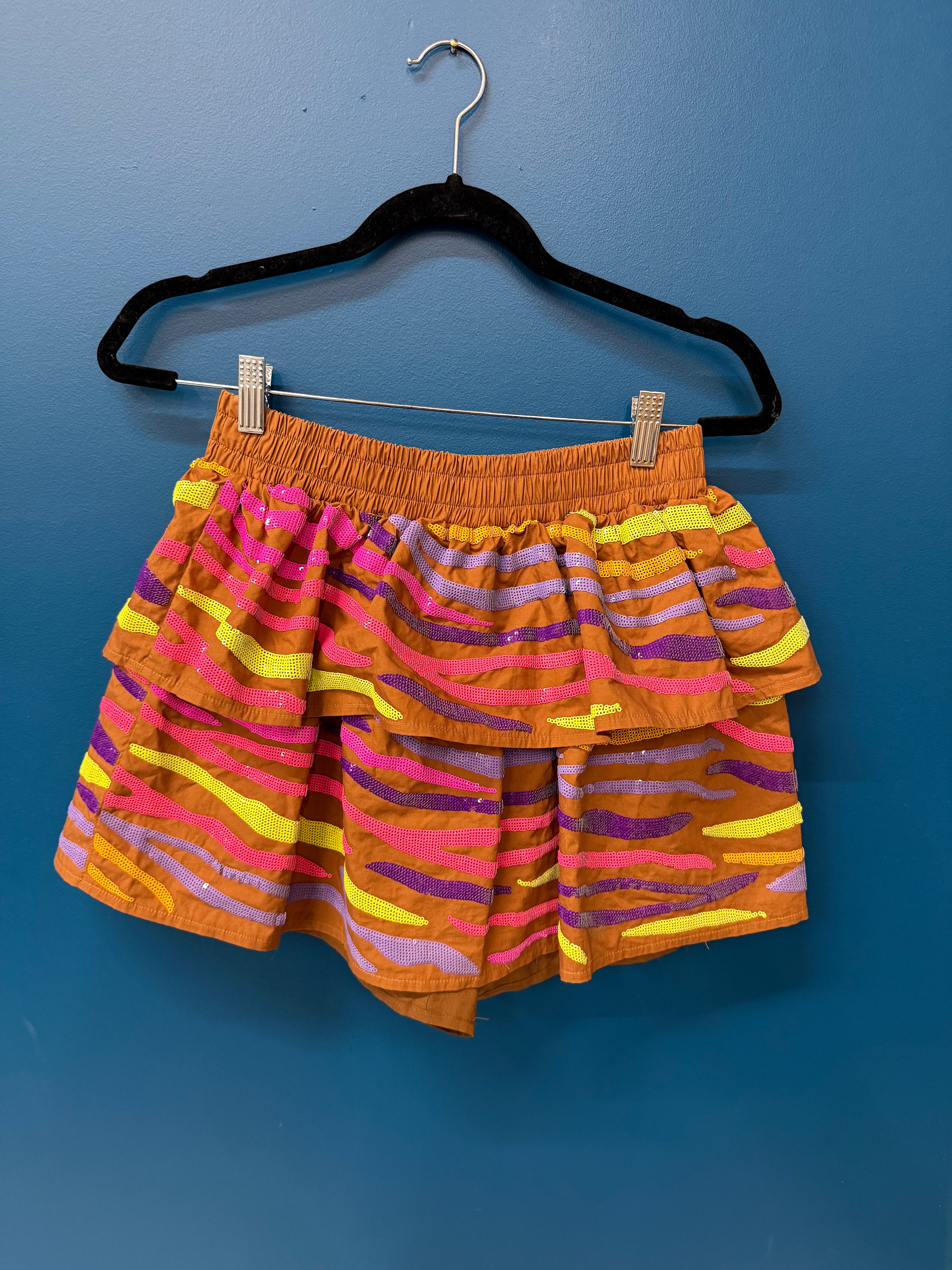 SAMPLE BROWN NEON TIGER STRIPE SKIRT