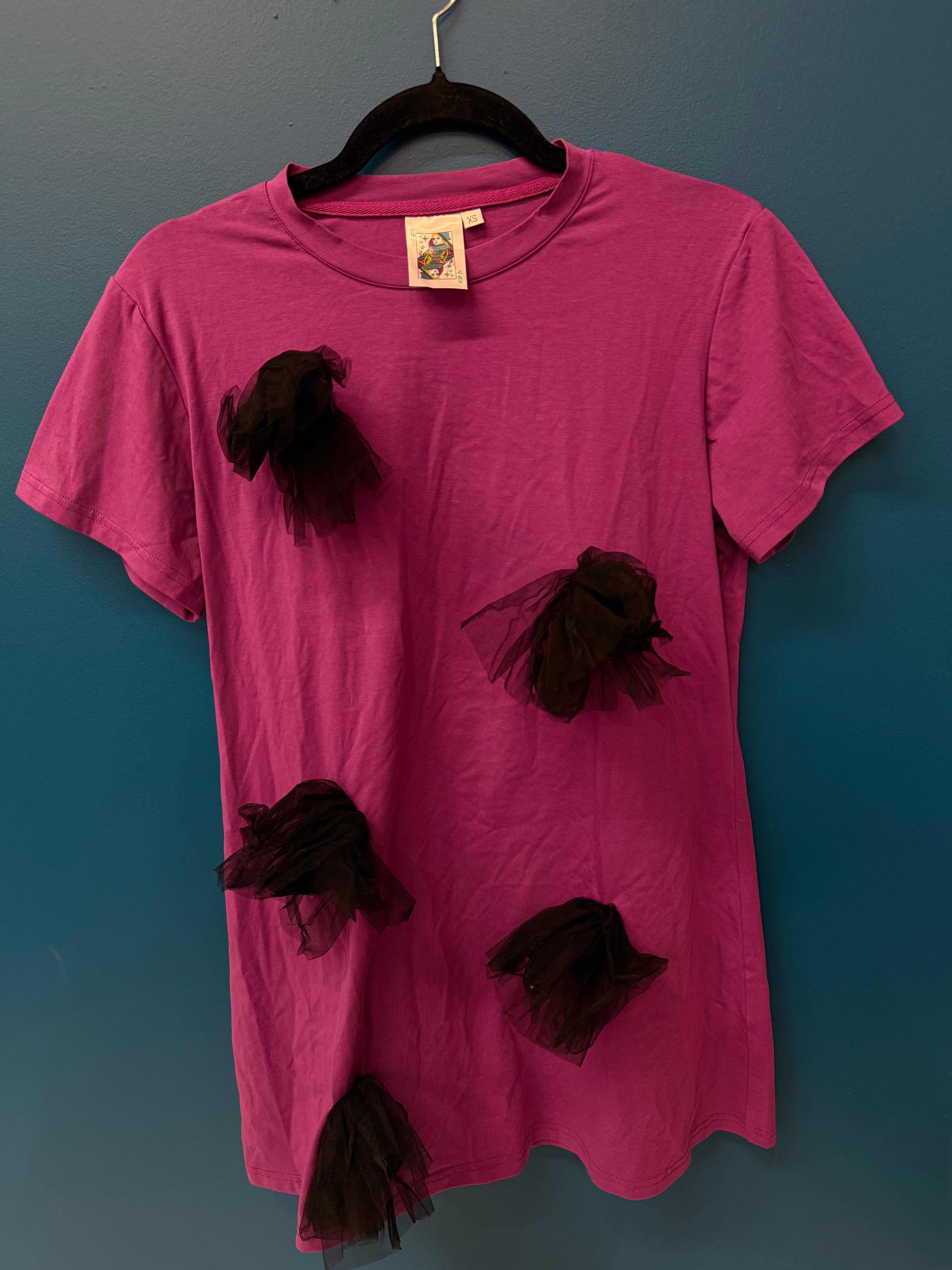 SAMPLE PURPLE WITH BLACK TULLE TEE DRESS