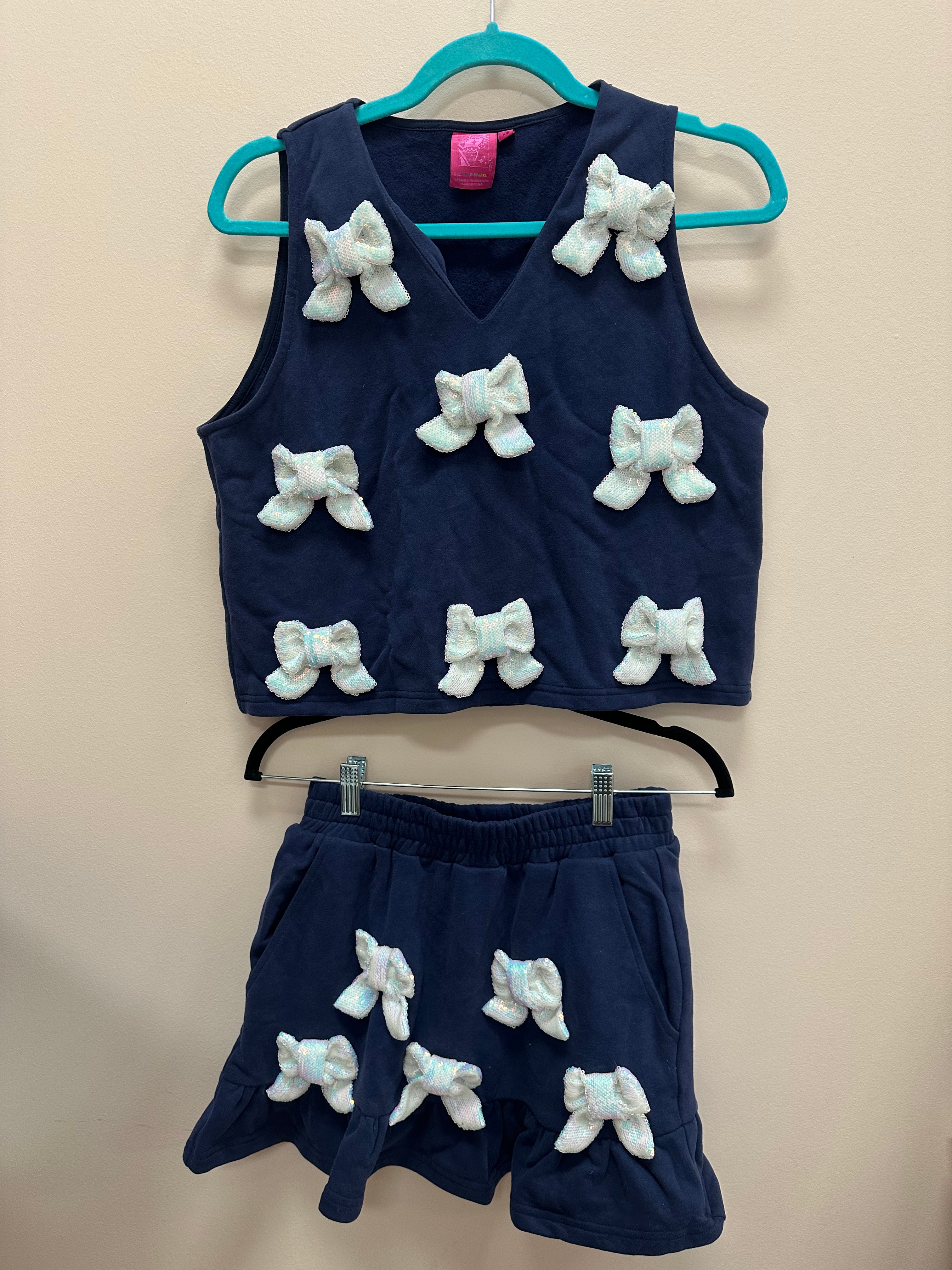 SAMPLE NAVY & WHITE 3D BOW TANK & SKORT SET