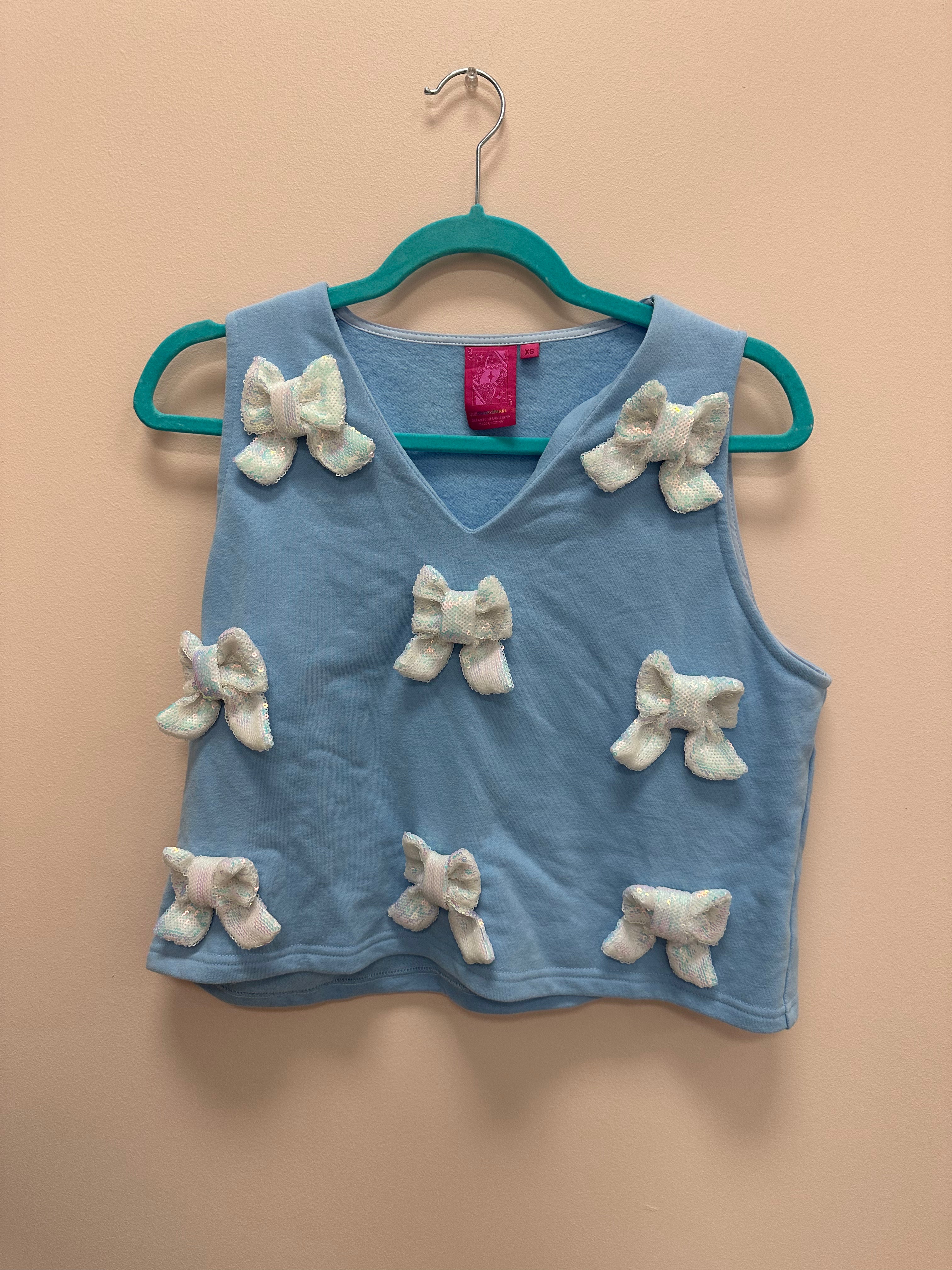 SAMPLE- POWDER BLUE & WHITE 3D BOW TANK