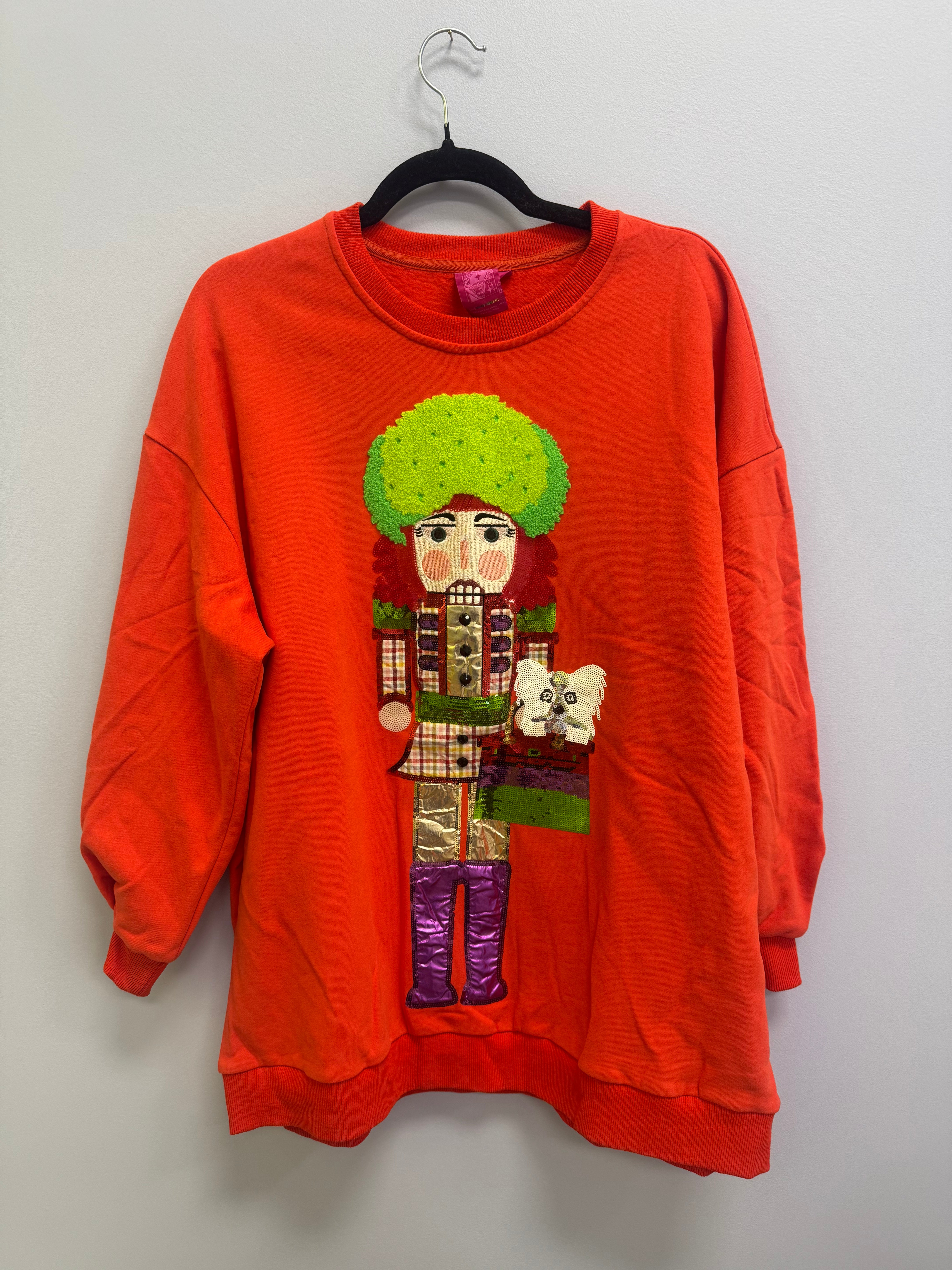 SAMPLE- REDDISH ORANGE RED HAIRED LADY NUTCRACKER SWEATSHIRT DRESS