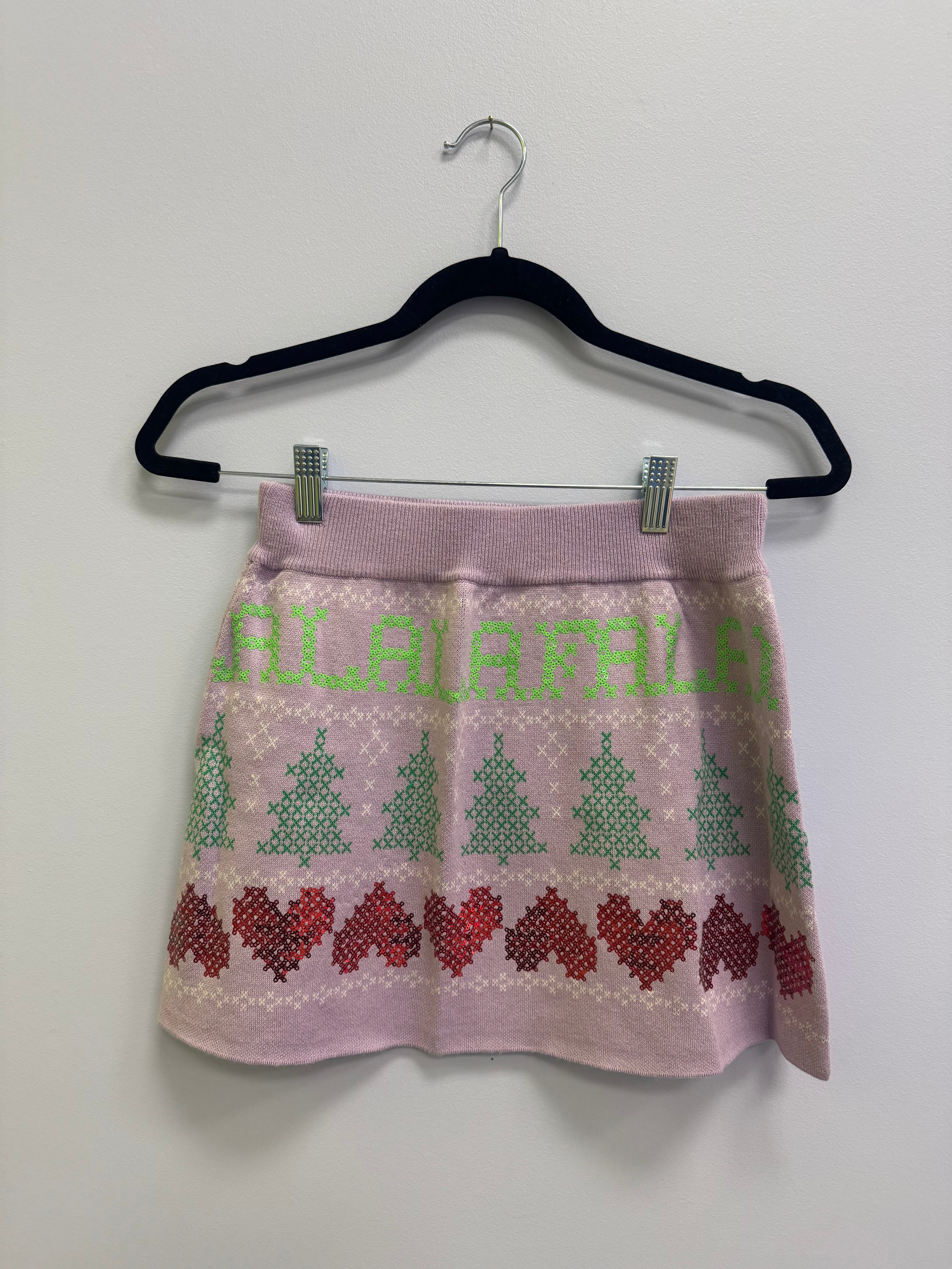 SAMPLE- LAVENDER NEEDLEPOINT 'FALALA' SWEATER SKIRT